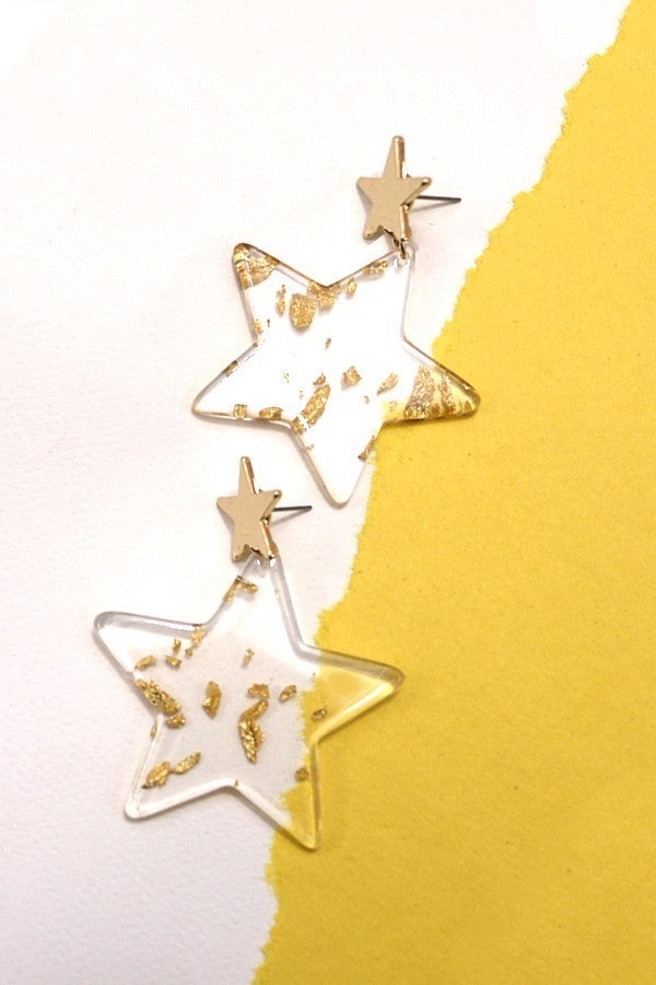 Star with Acrylic Gold Foil Earrings