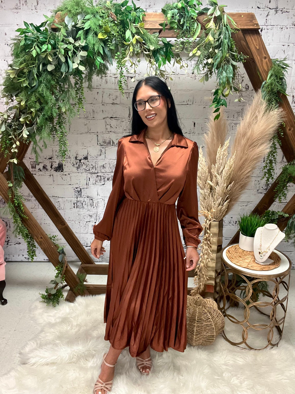 Elegance First Satin Midi Dress