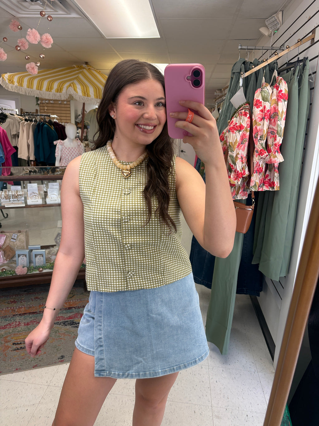 Olive Grove Gingham Top