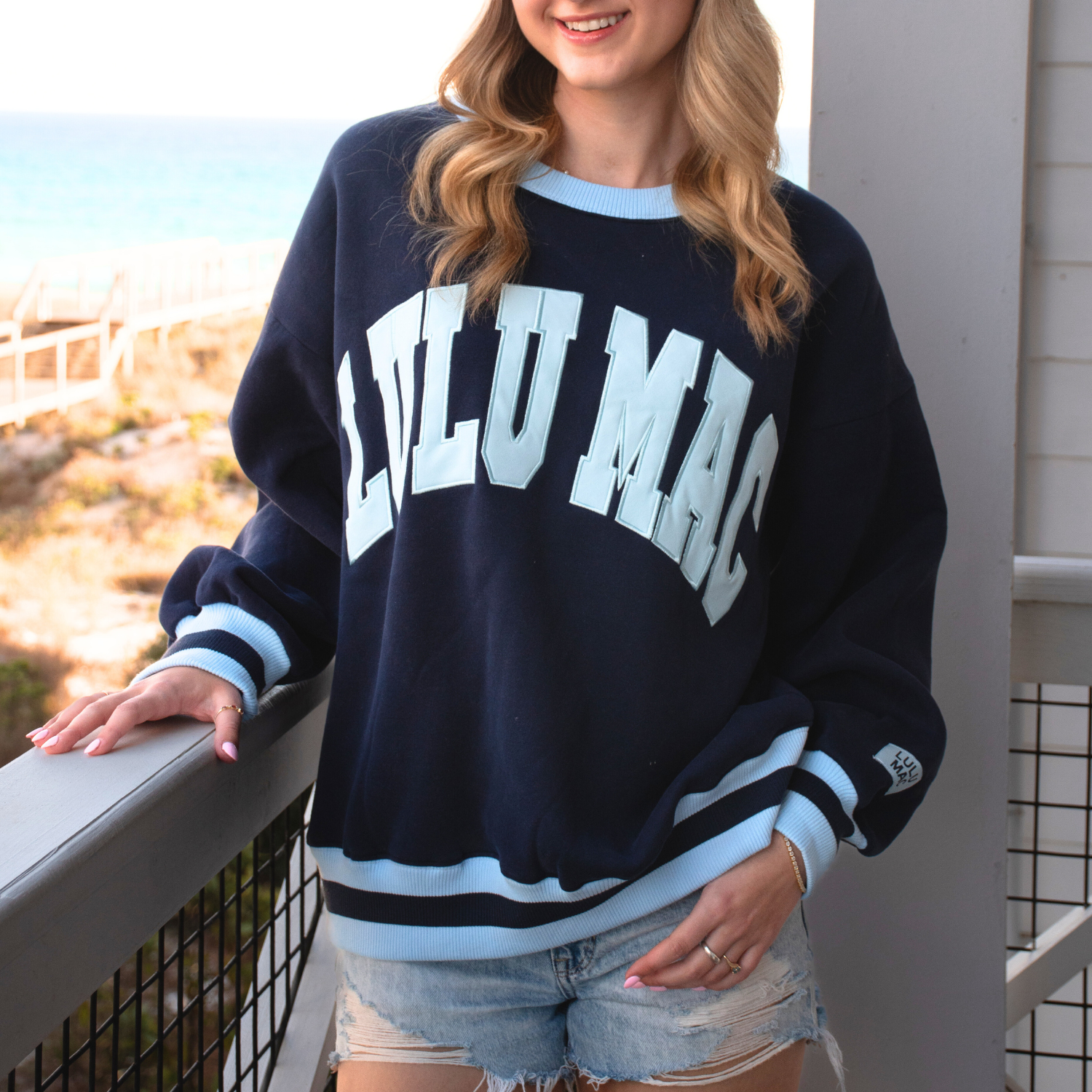Lulu Mac Social Society Navy/Light Blue Sweatshirt