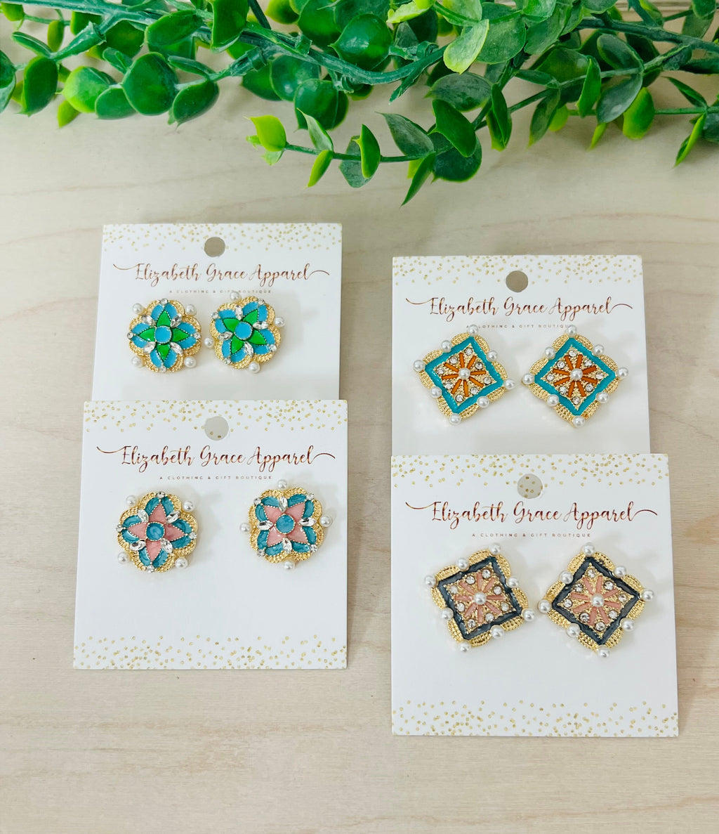 Vintage Flower Pearl Earrings