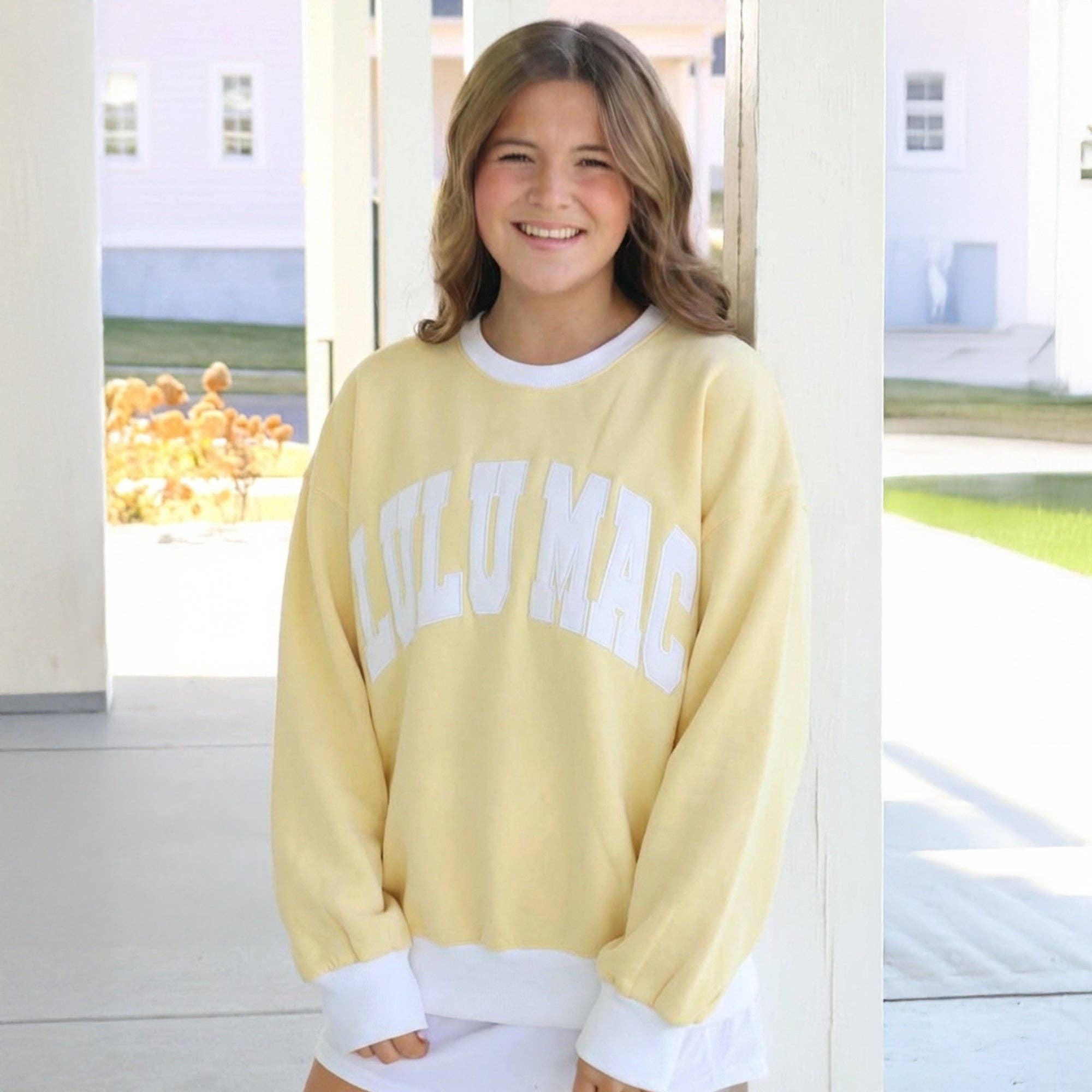 Lulu Mac Color Block Butter/White Sweatshirt