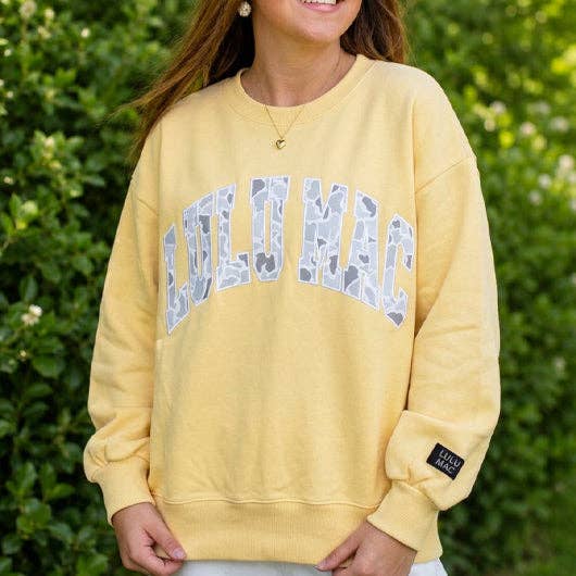 Lulu Mac Camo Embroidered Sweatshirt in Yellow