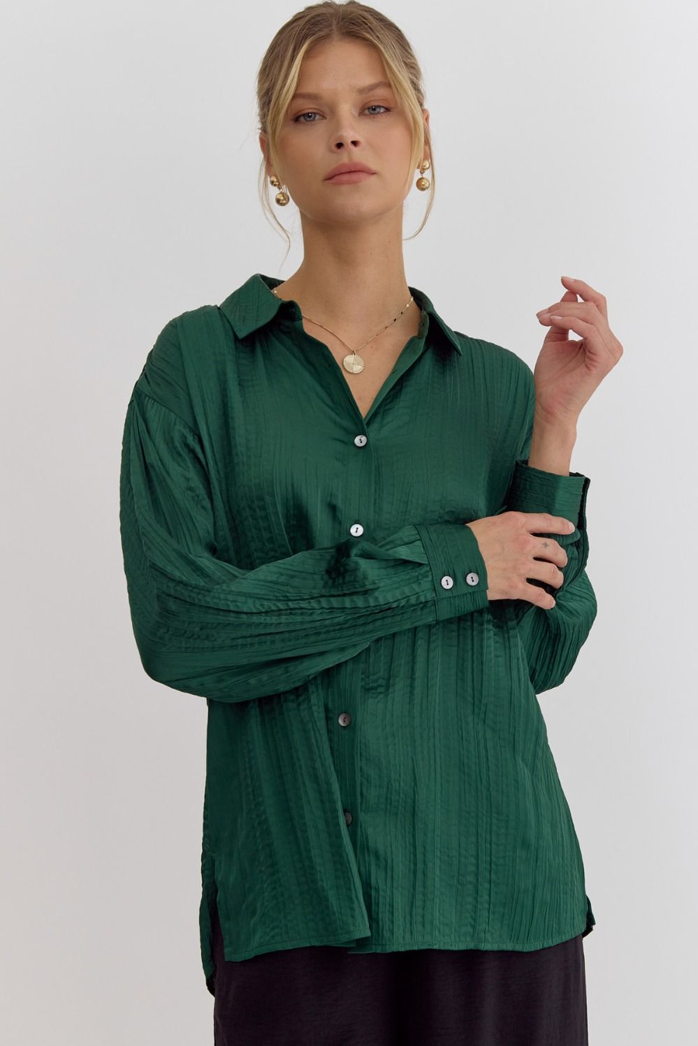 The Lennox Textured Button Blouse