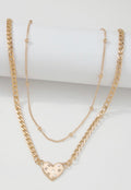 Heart Chain Link Double Necklace