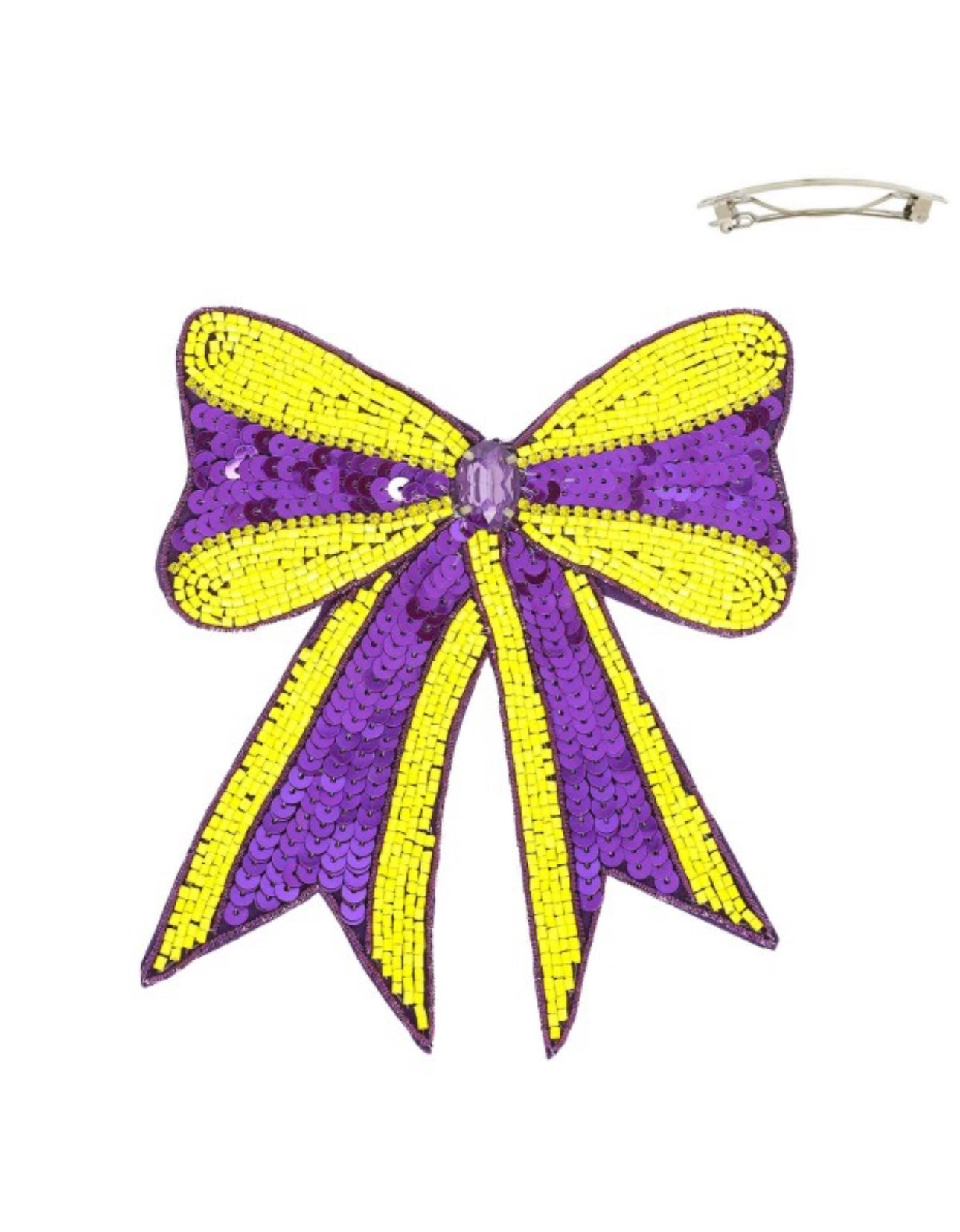 Gameday Sequin Ribbon Barrette Hair Clip