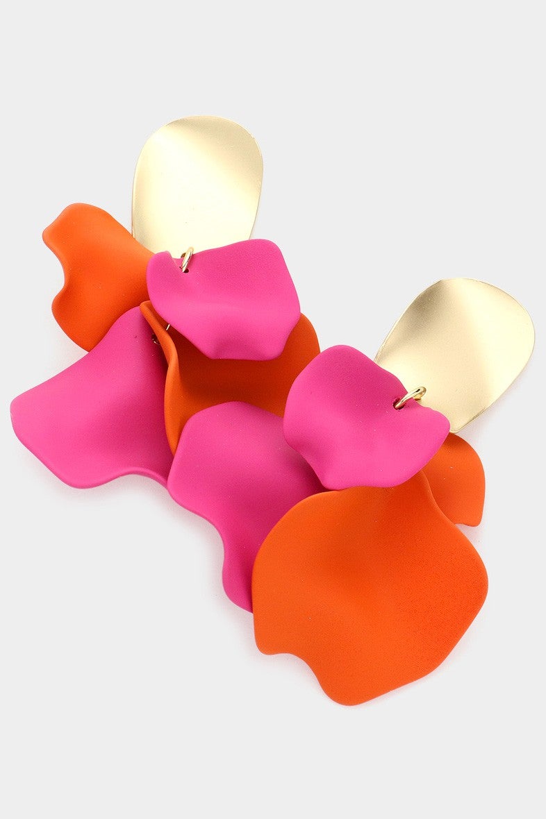 Colored Petal Cluster Earrings