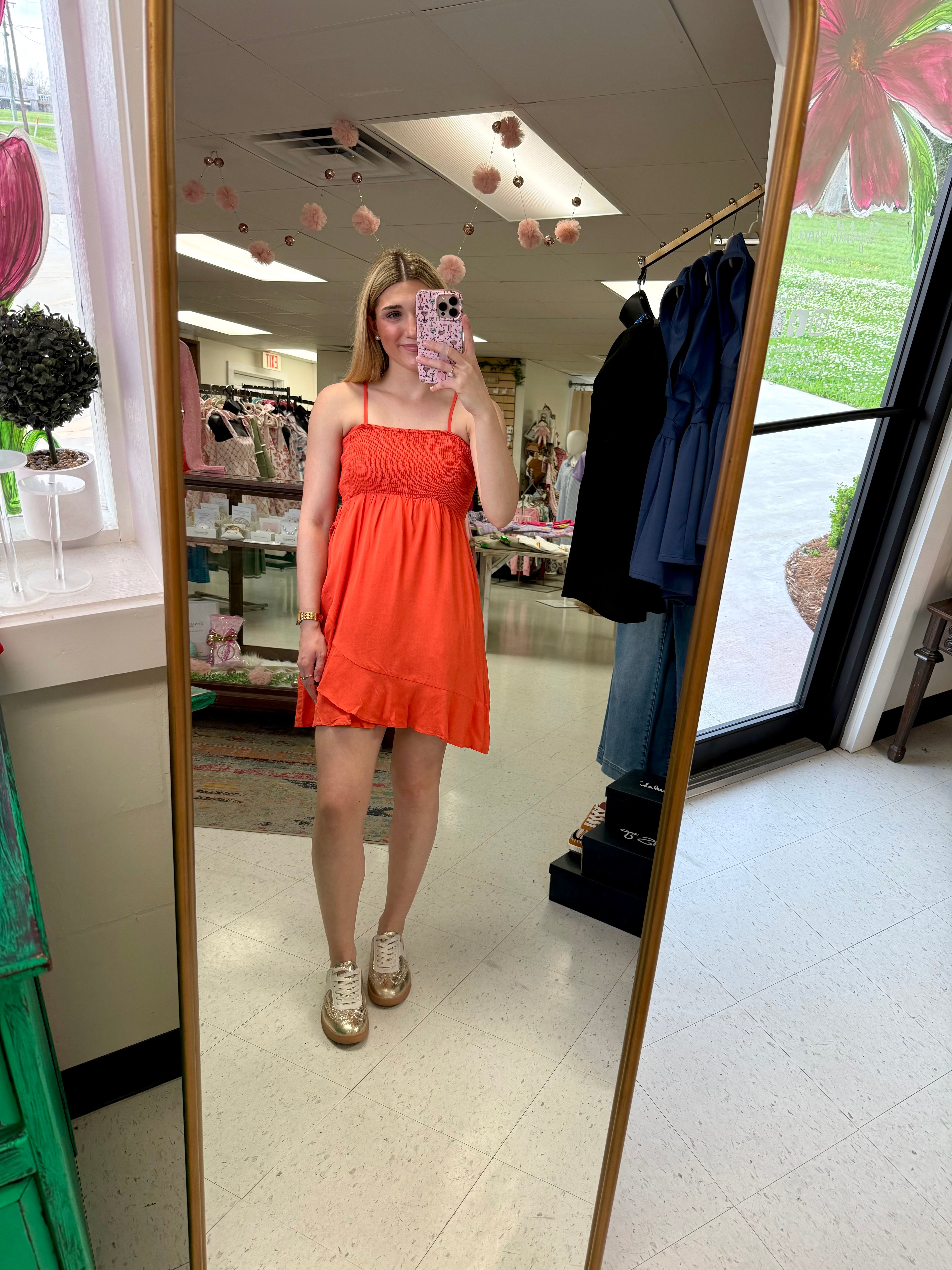 Scarlet Sunset Smocked Dress