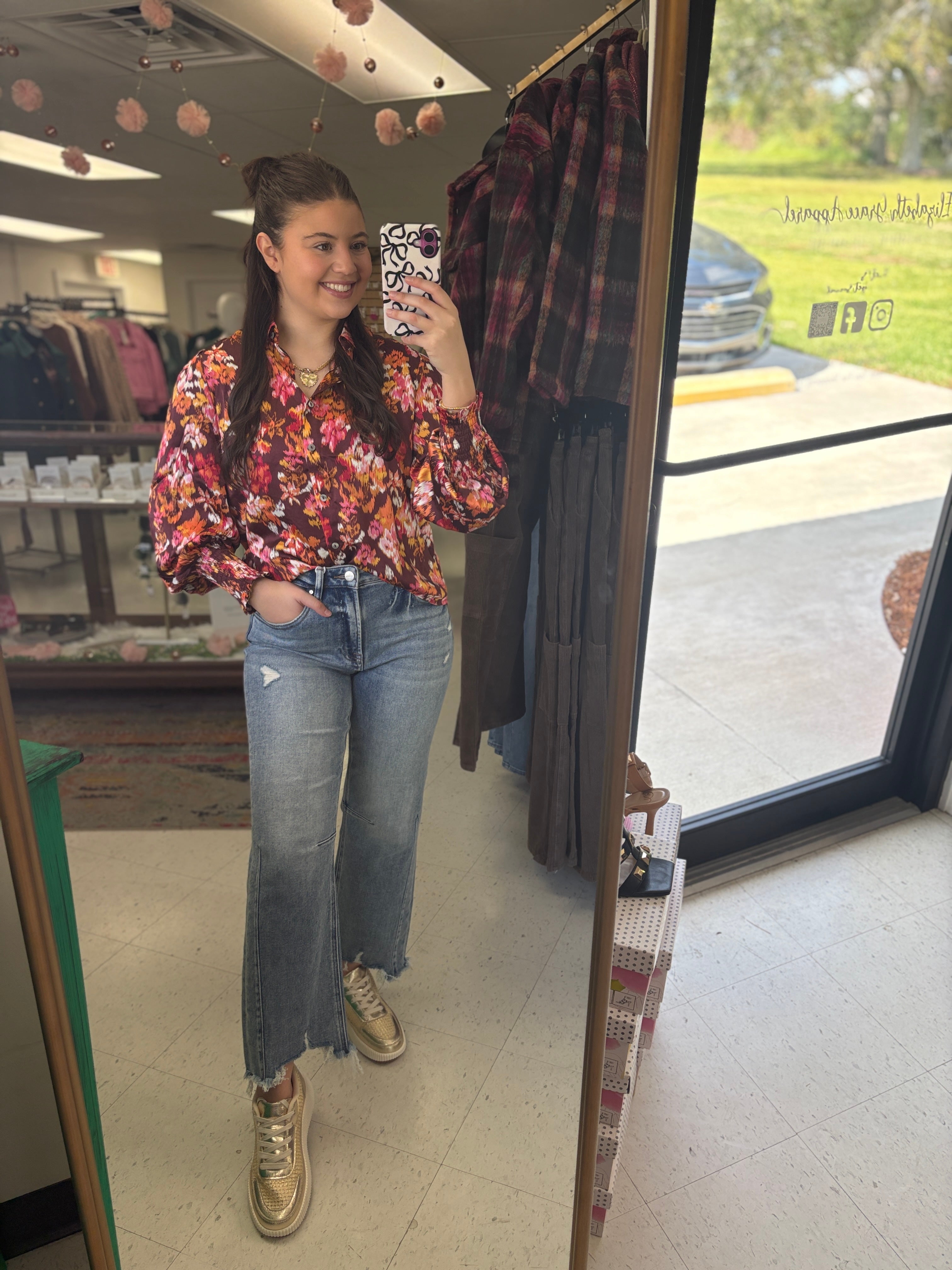 Autumn Bloom Satin Blouse