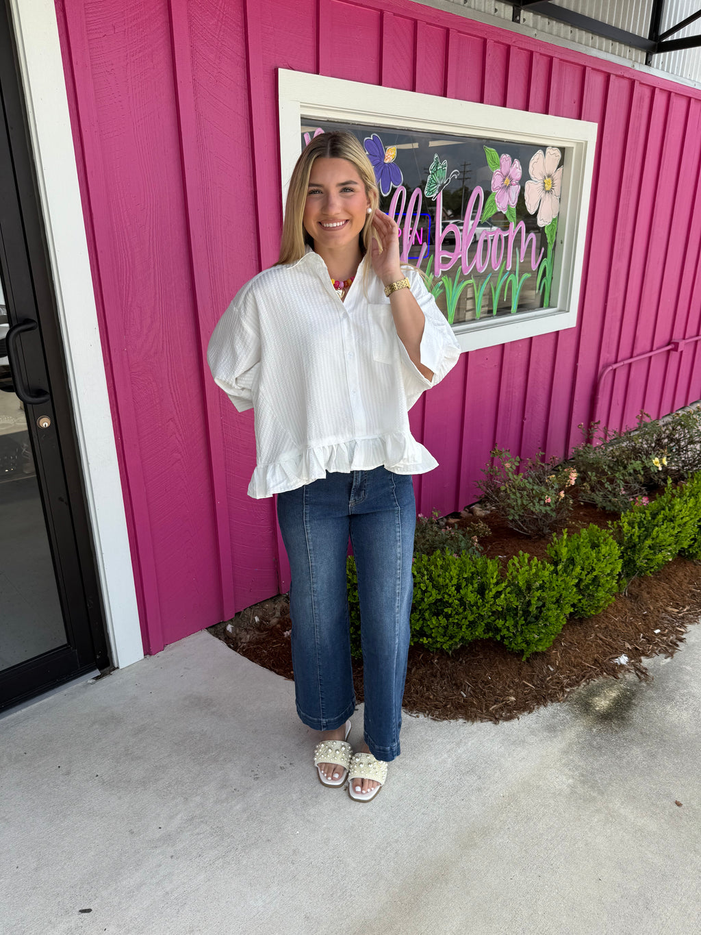Coastal Elegance Ruffle Blouse