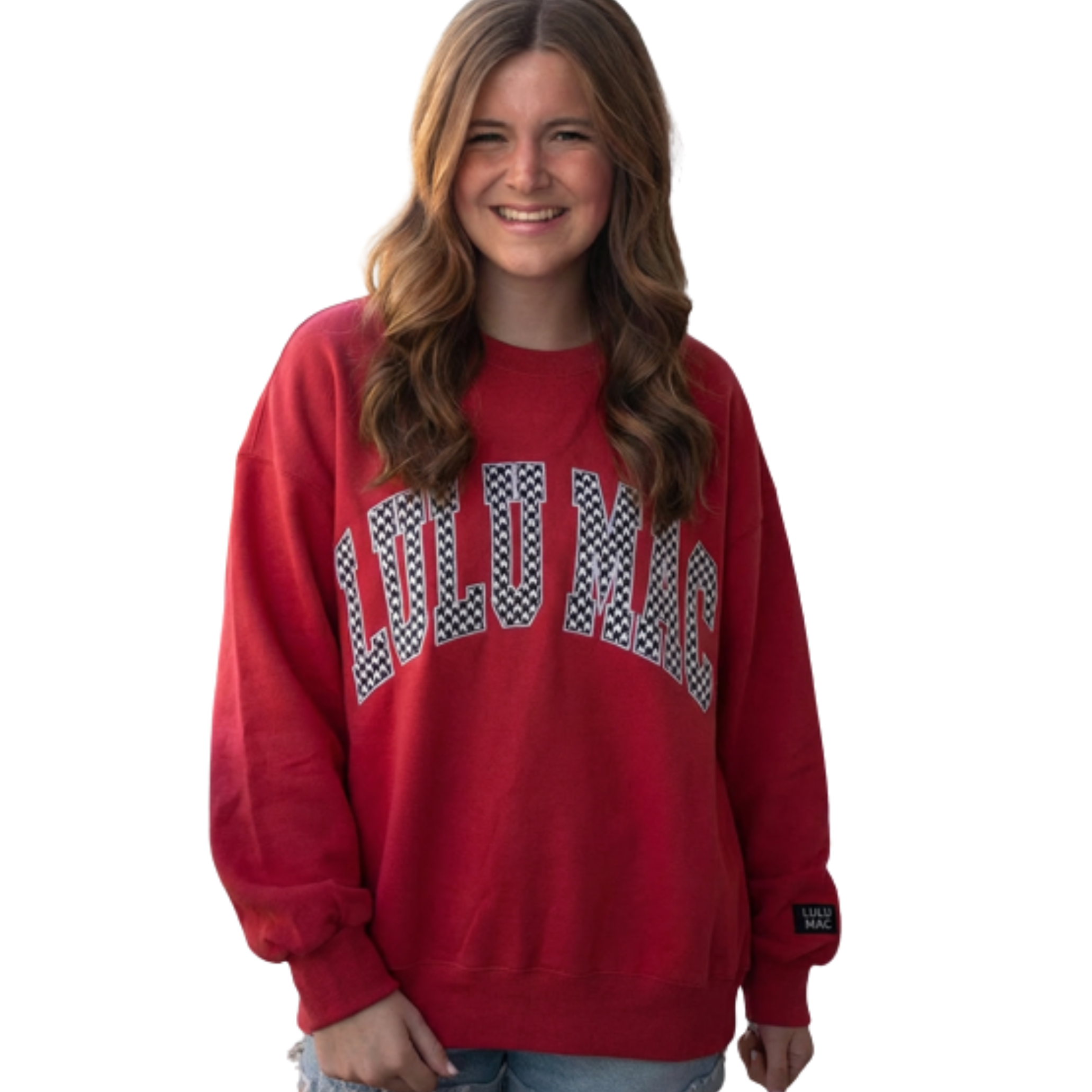 Lulu Mac Red/Black White Houndstooth Sweatshirt