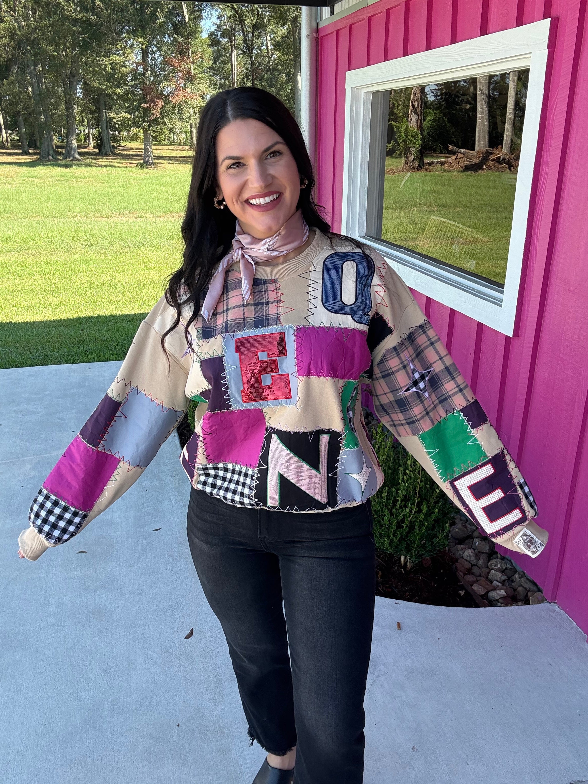 Multi Queen Patchwork Sweatshirt