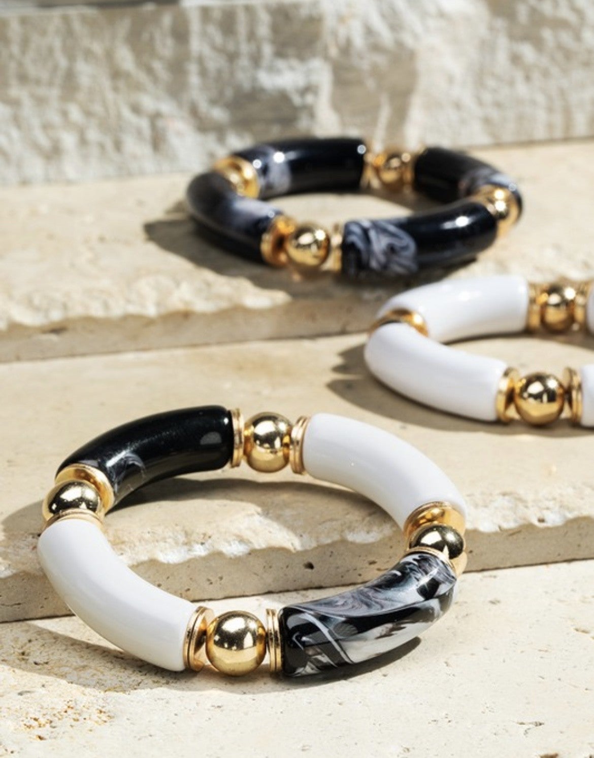 Dazzling Acrylic Metal Bead Bracelet