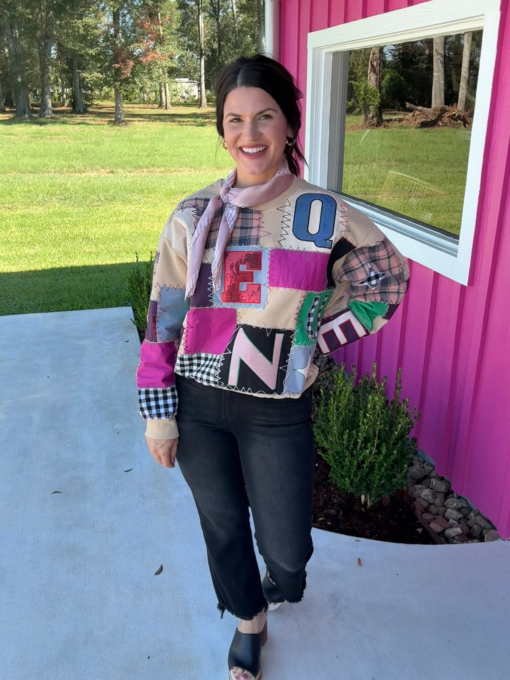 Multi Queen Patchwork Sweatshirt
