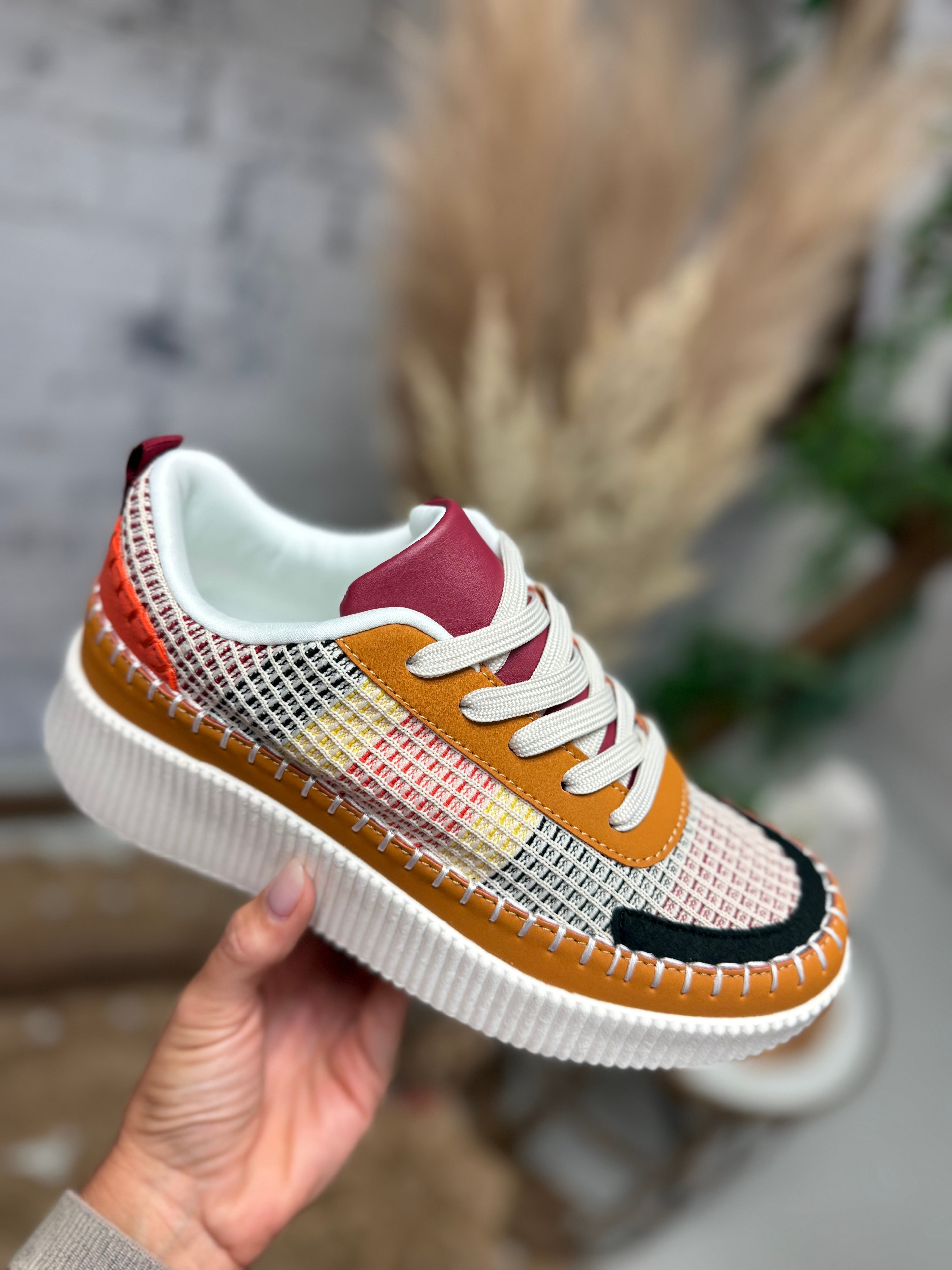 Woven Platform Sneakers (Tan/Multi)