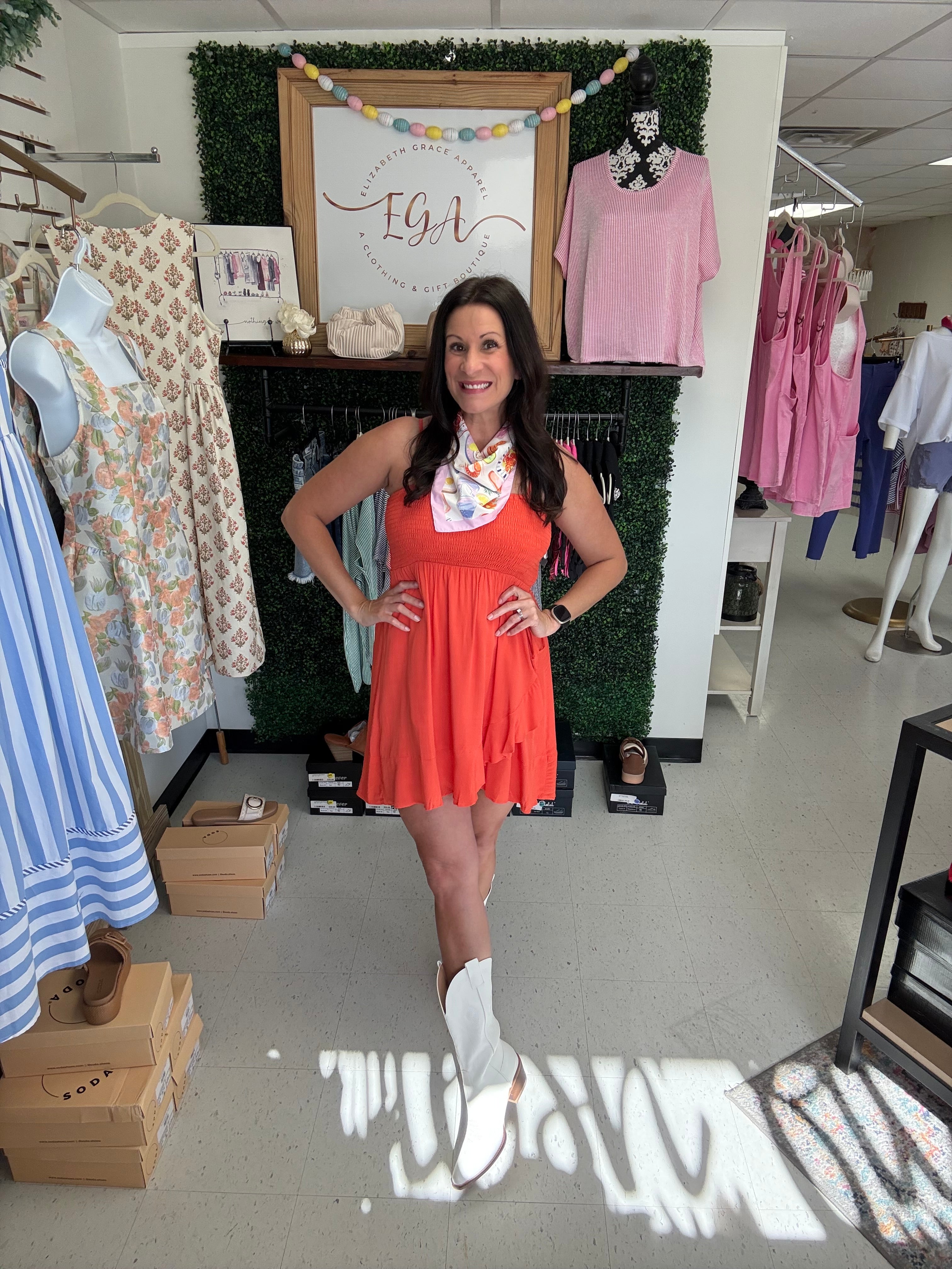 Scarlet Sunset Smocked Dress