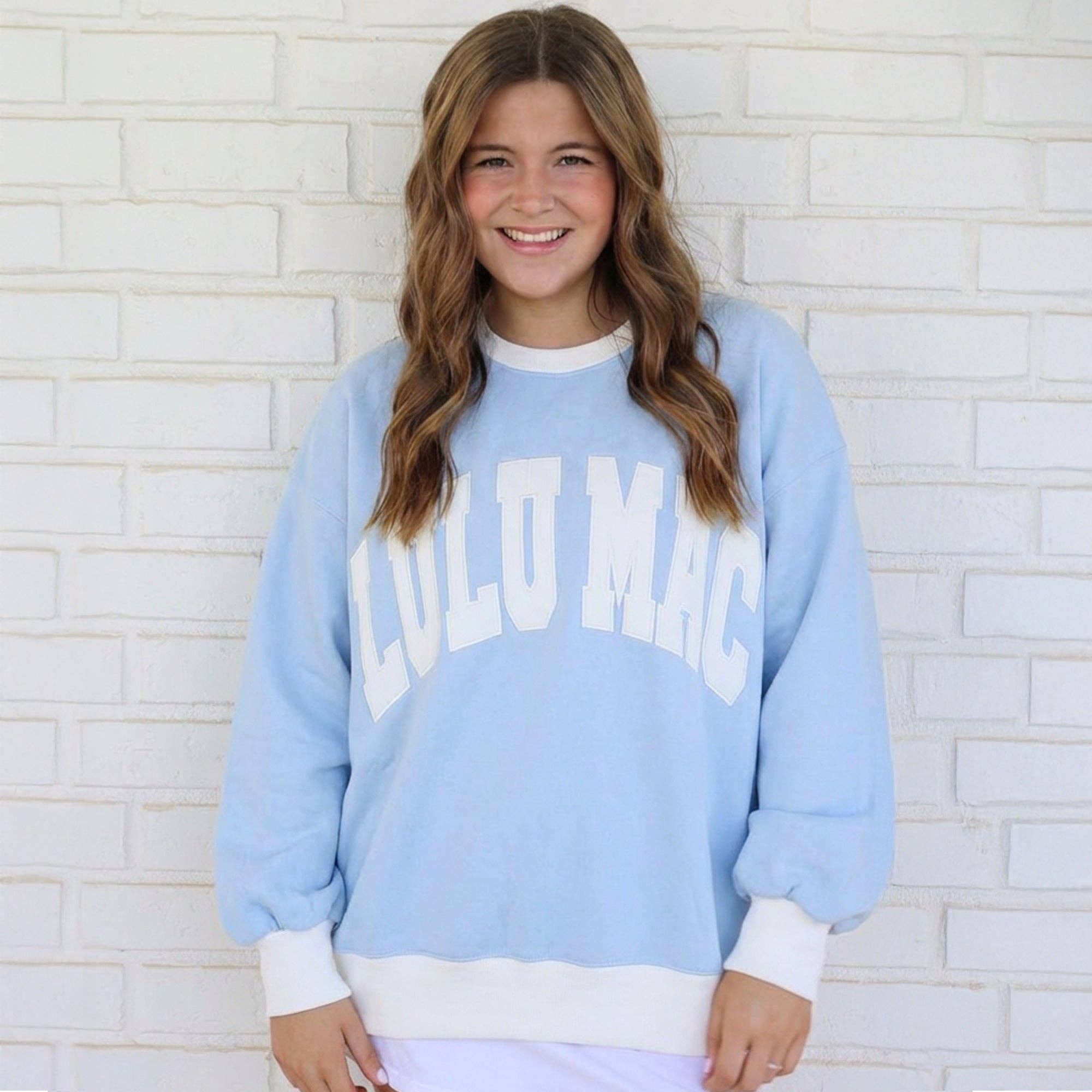 Lulu Mac Color Block Light Blue/White Sweatshirt