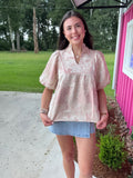 Blushing Peony Satin Blouse
