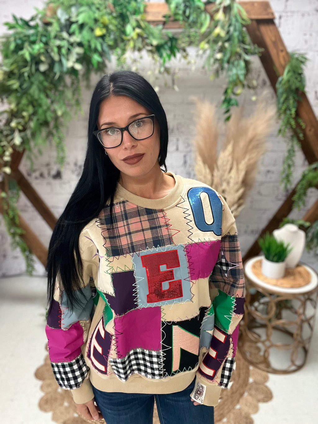 Multi Queen Patchwork Sweatshirt