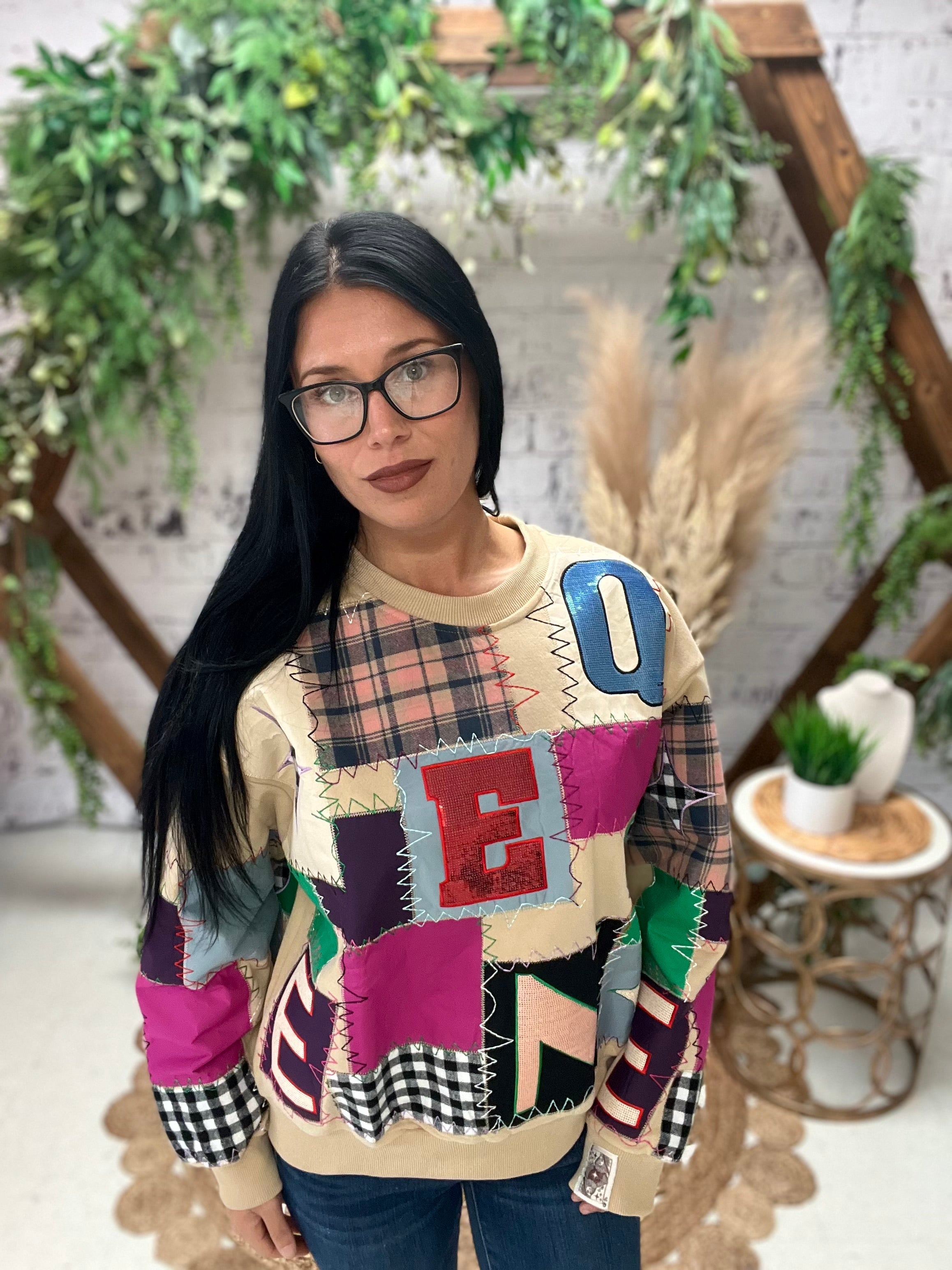 Multi Queen Patchwork Sweatshirt