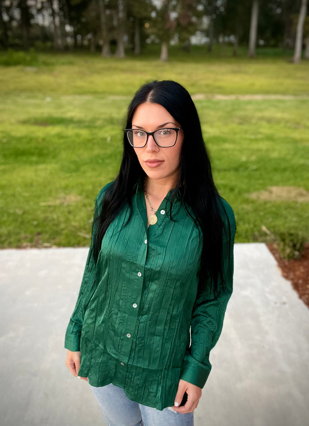 The Lennox Textured Button Blouse