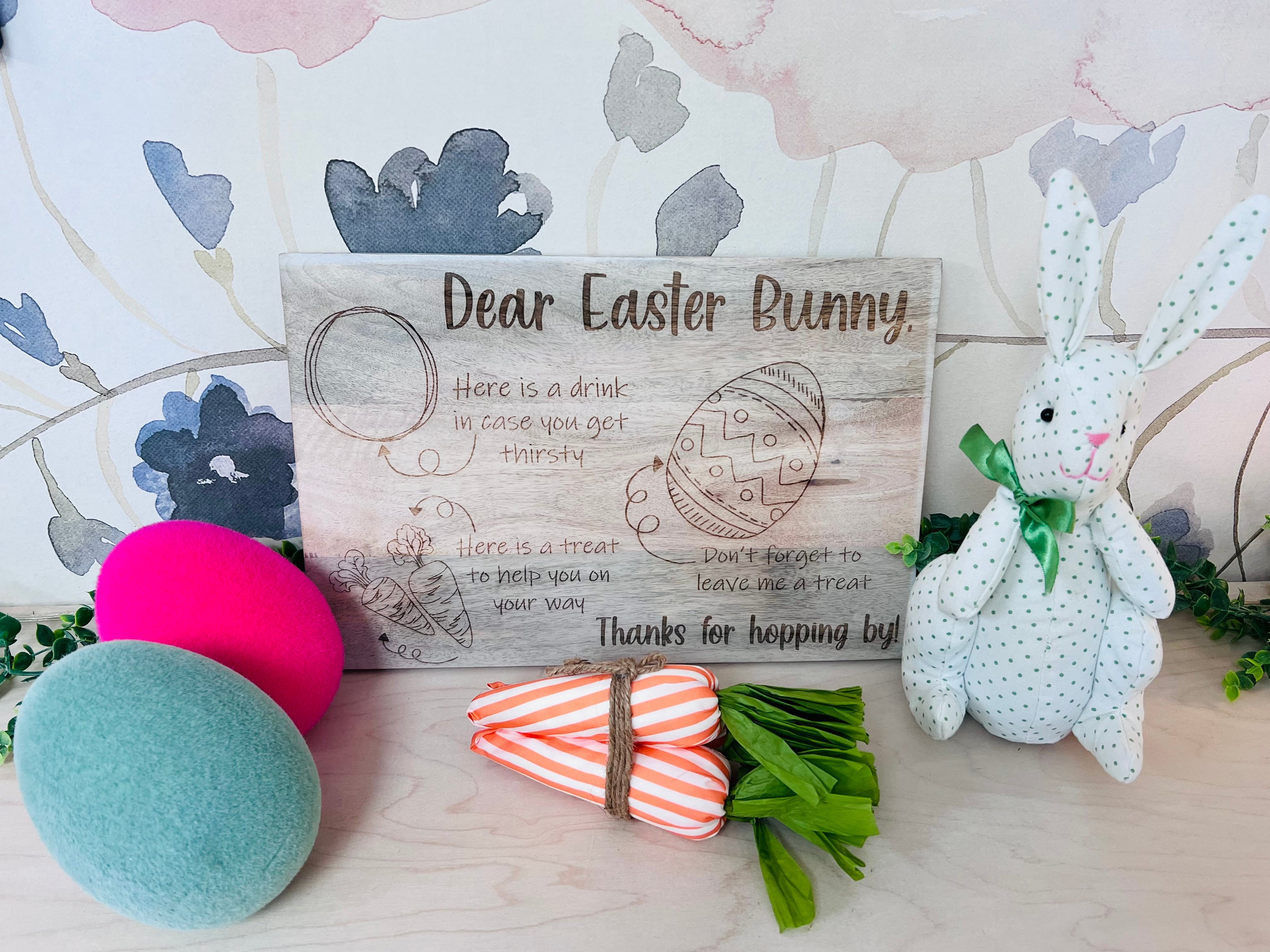 Illustrated Easter Bunny Serving Board