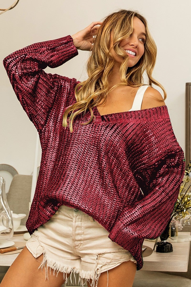 Made You Look Metallic Sweater *Final Sale*
