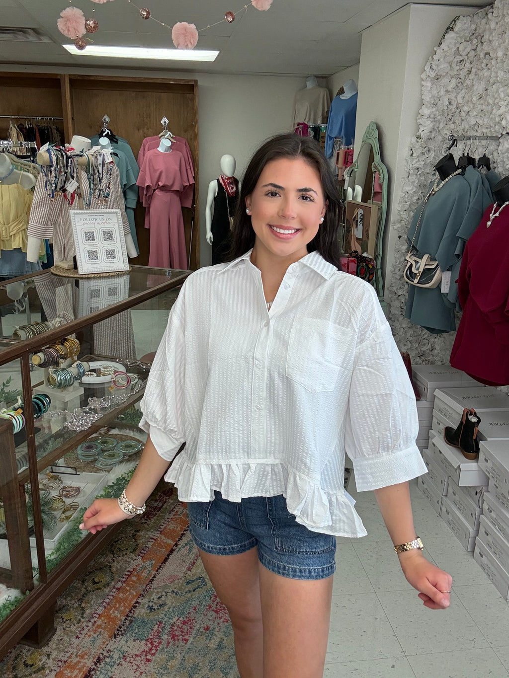 Coastal Elegance Ruffle Blouse