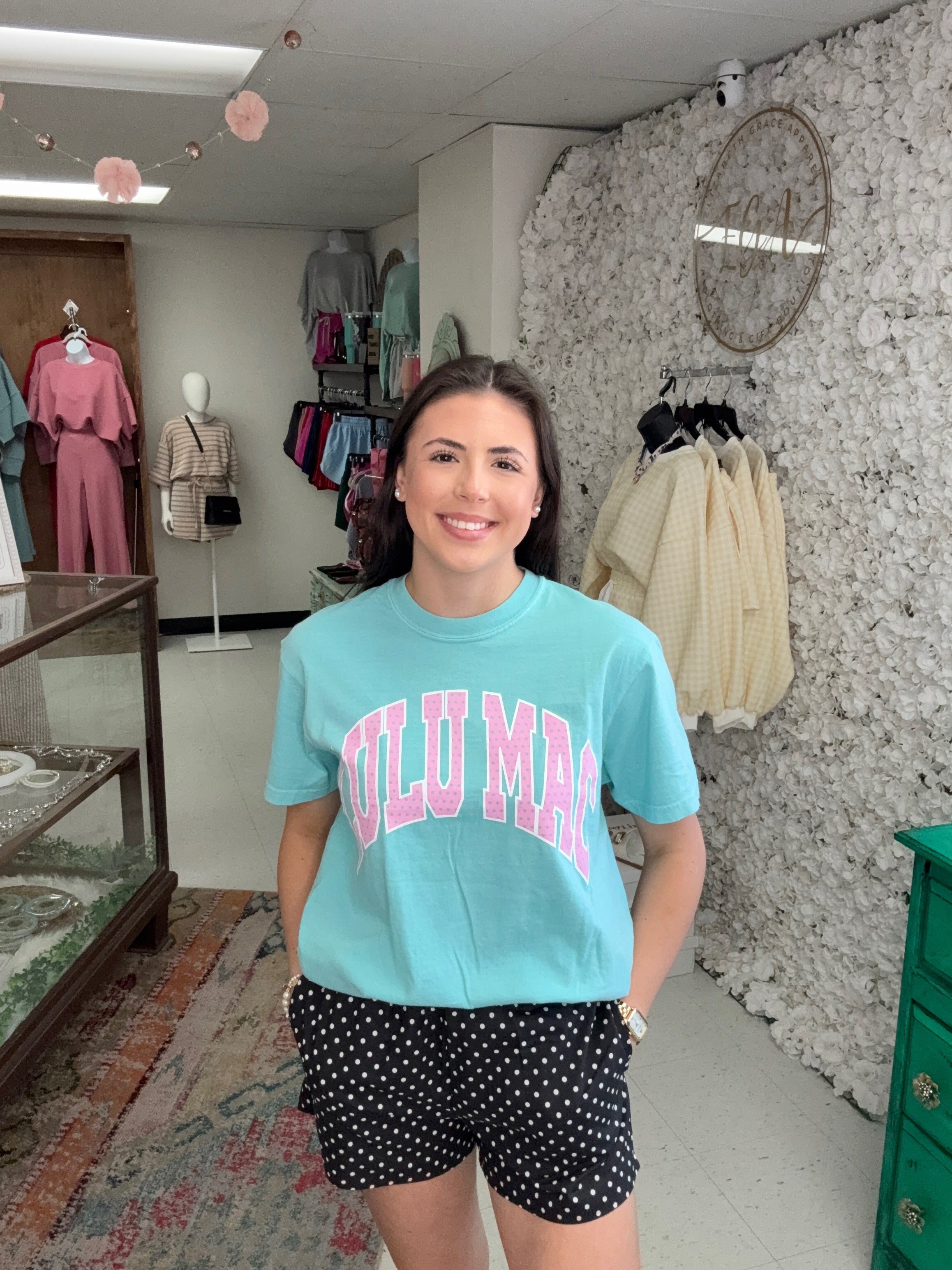 Lulu Mac Pink Polka Dot Mint Tee
