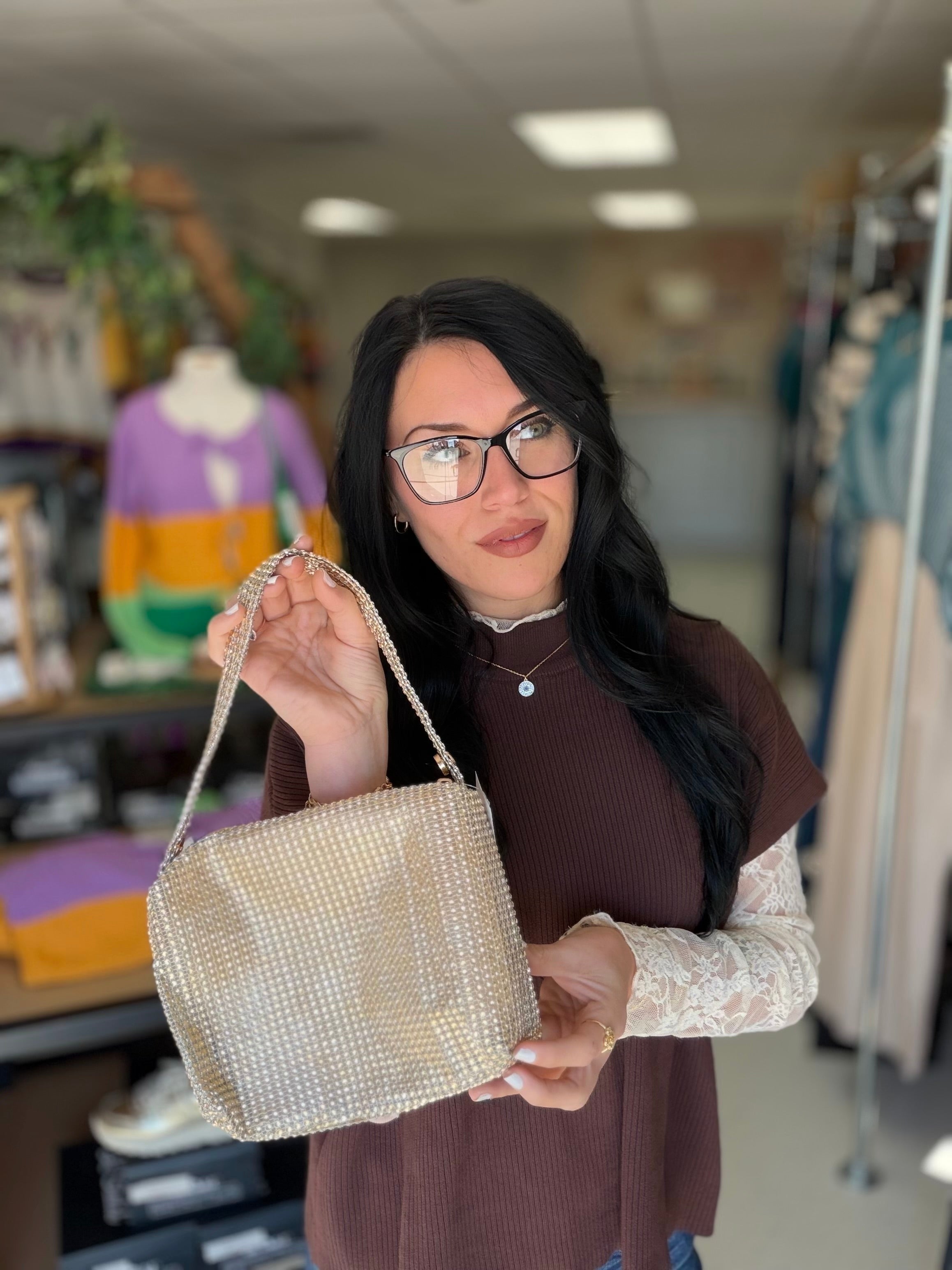 Champagne Sparkle Mini Shoulder Bag