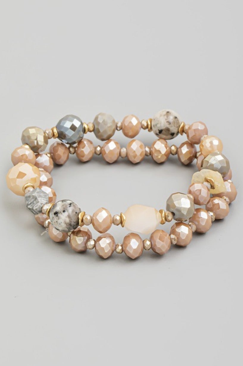 Gloria Glass Bead Stretch Bracelet Set