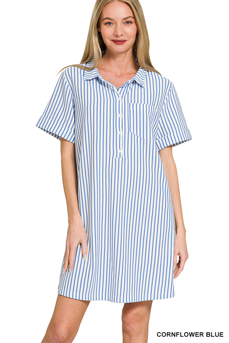 Sailor's Delight Striped Shirt Dress