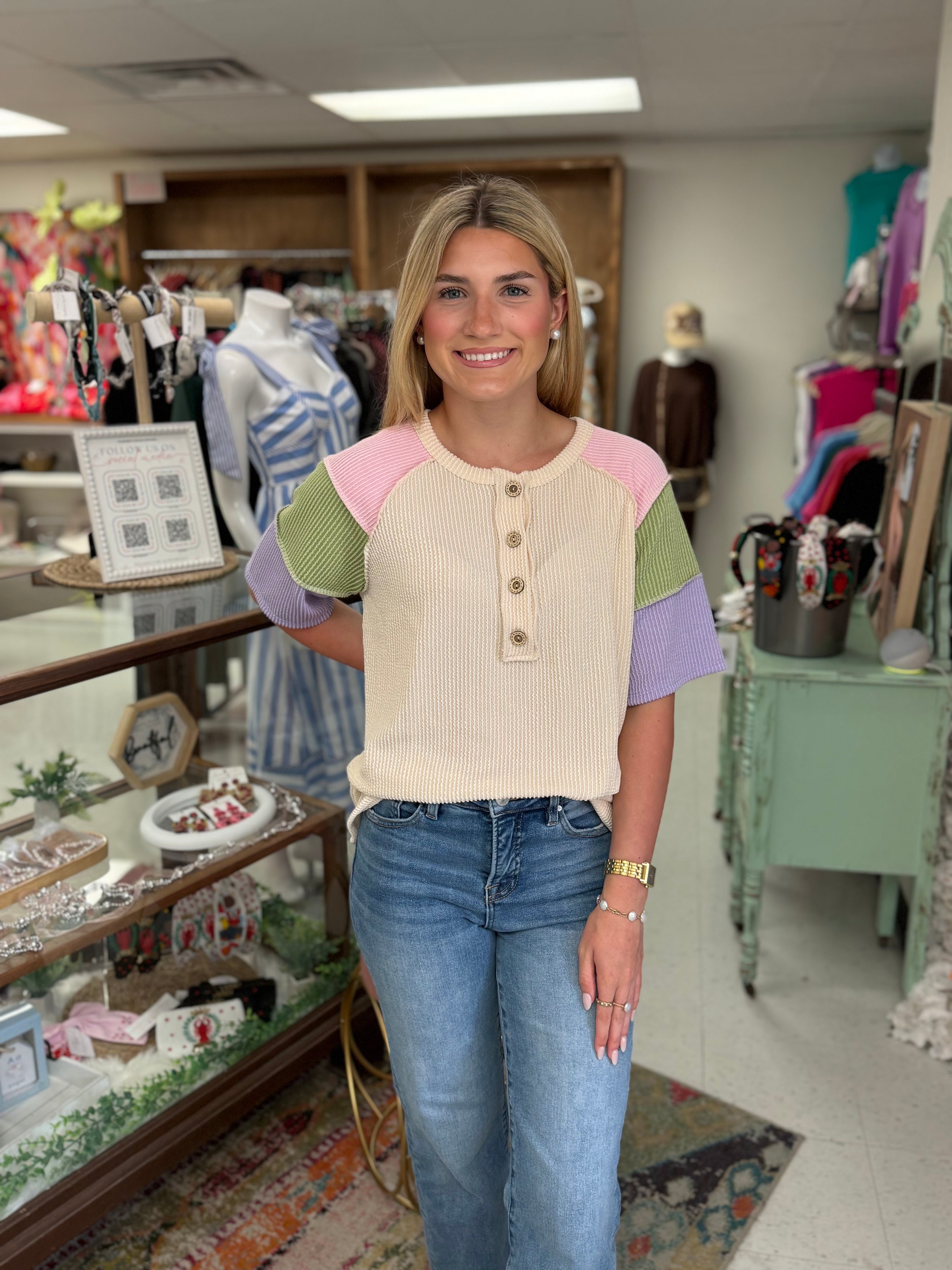 The Sweet Pastel Color Block Top