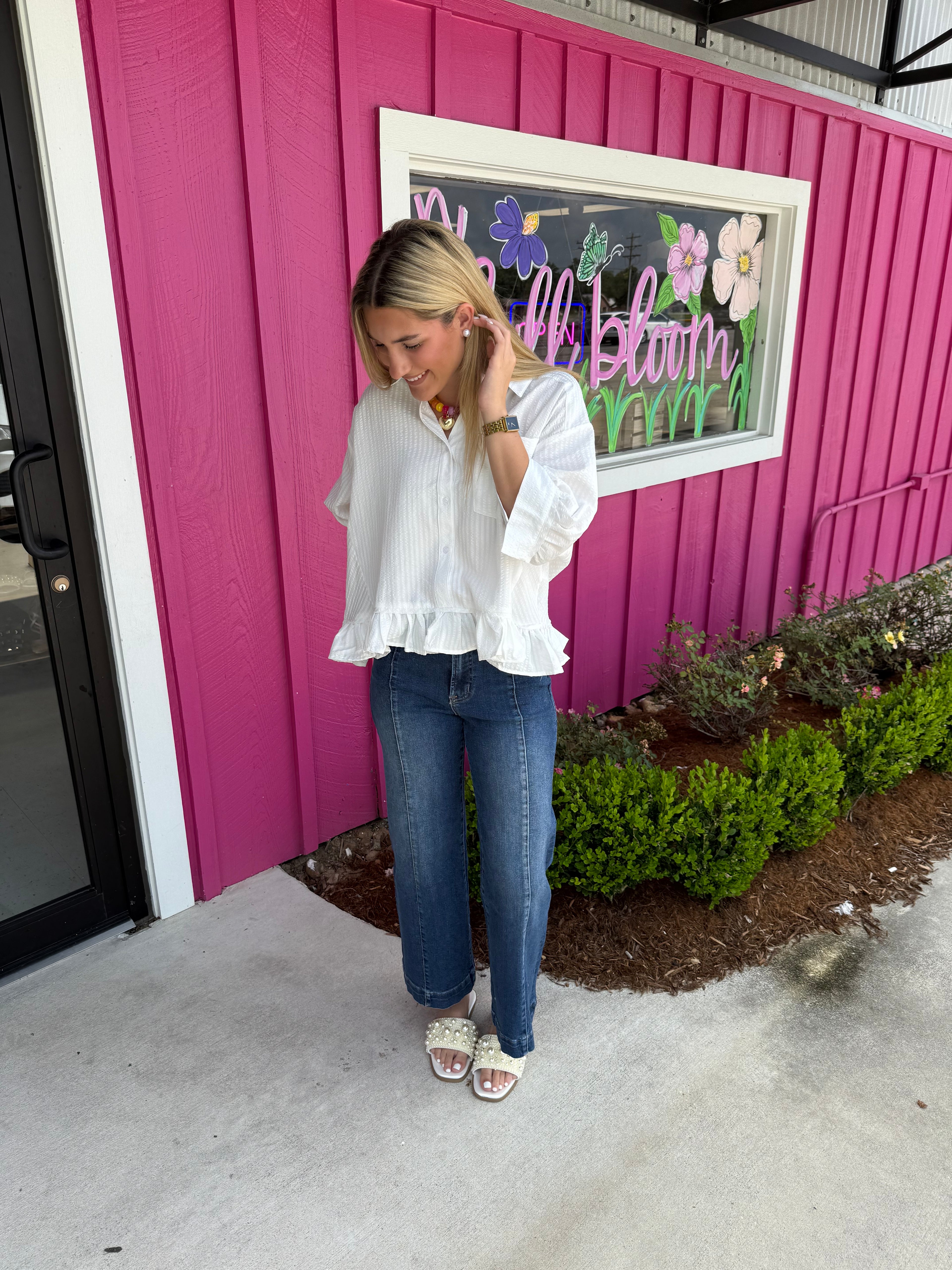 Coastal Elegance Ruffle Blouse