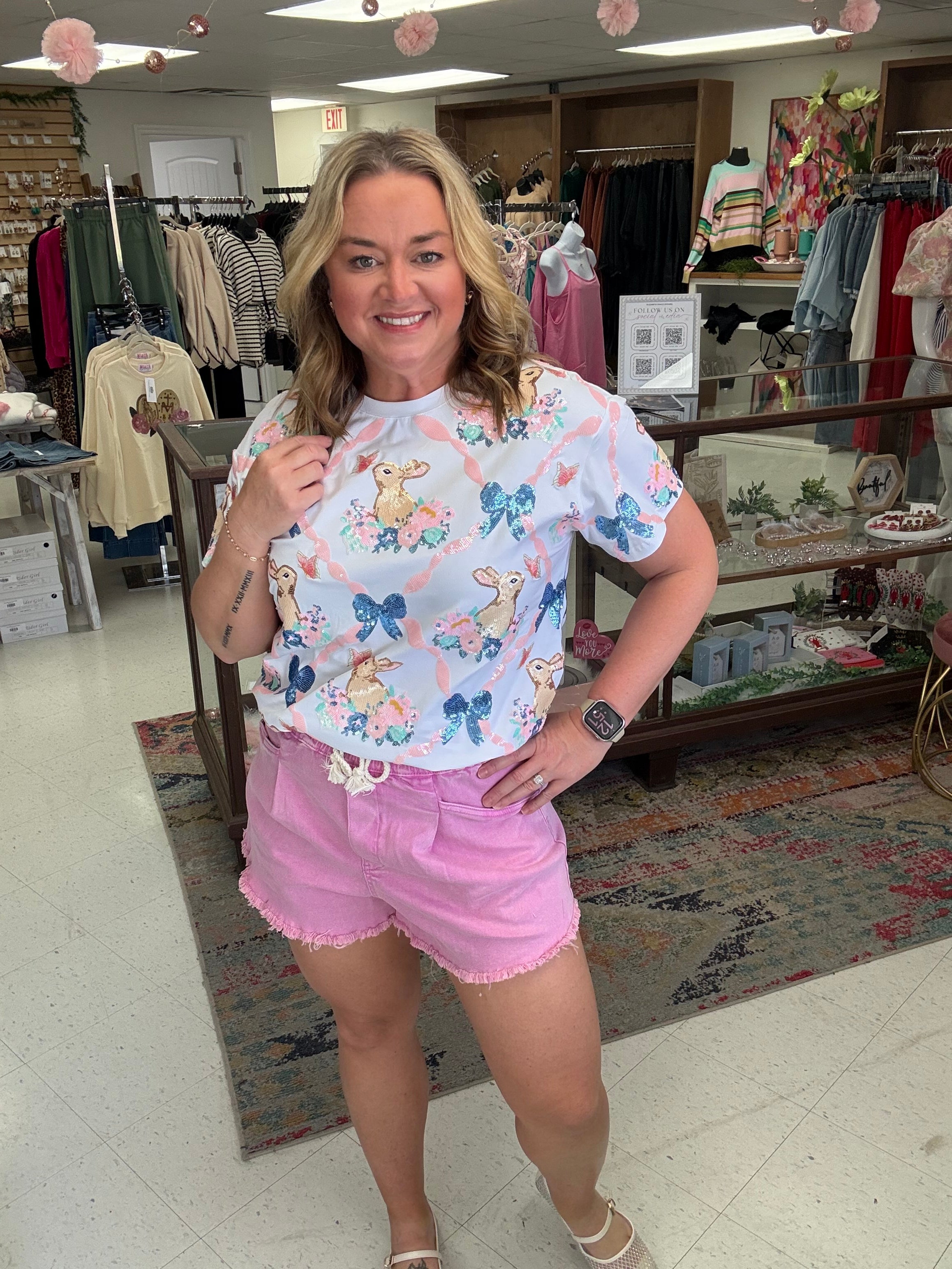 Hop Into Spring Sequin Top