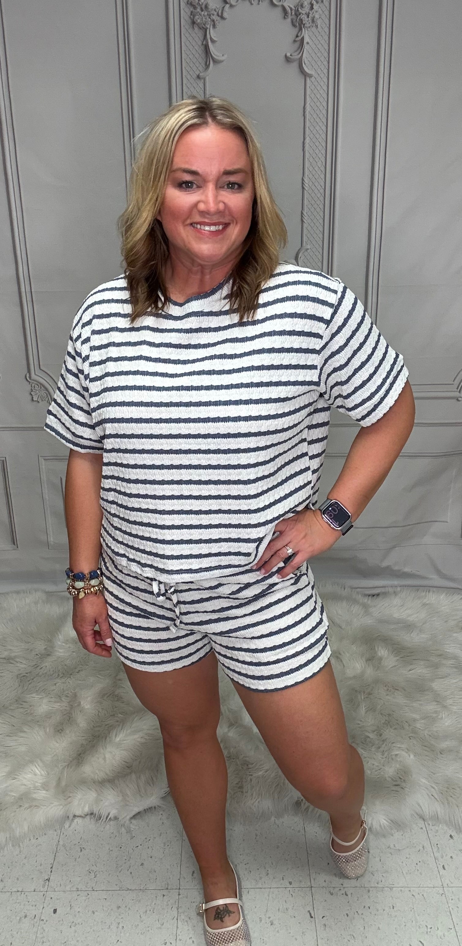 The Cozy Cabin Stripe Short Set