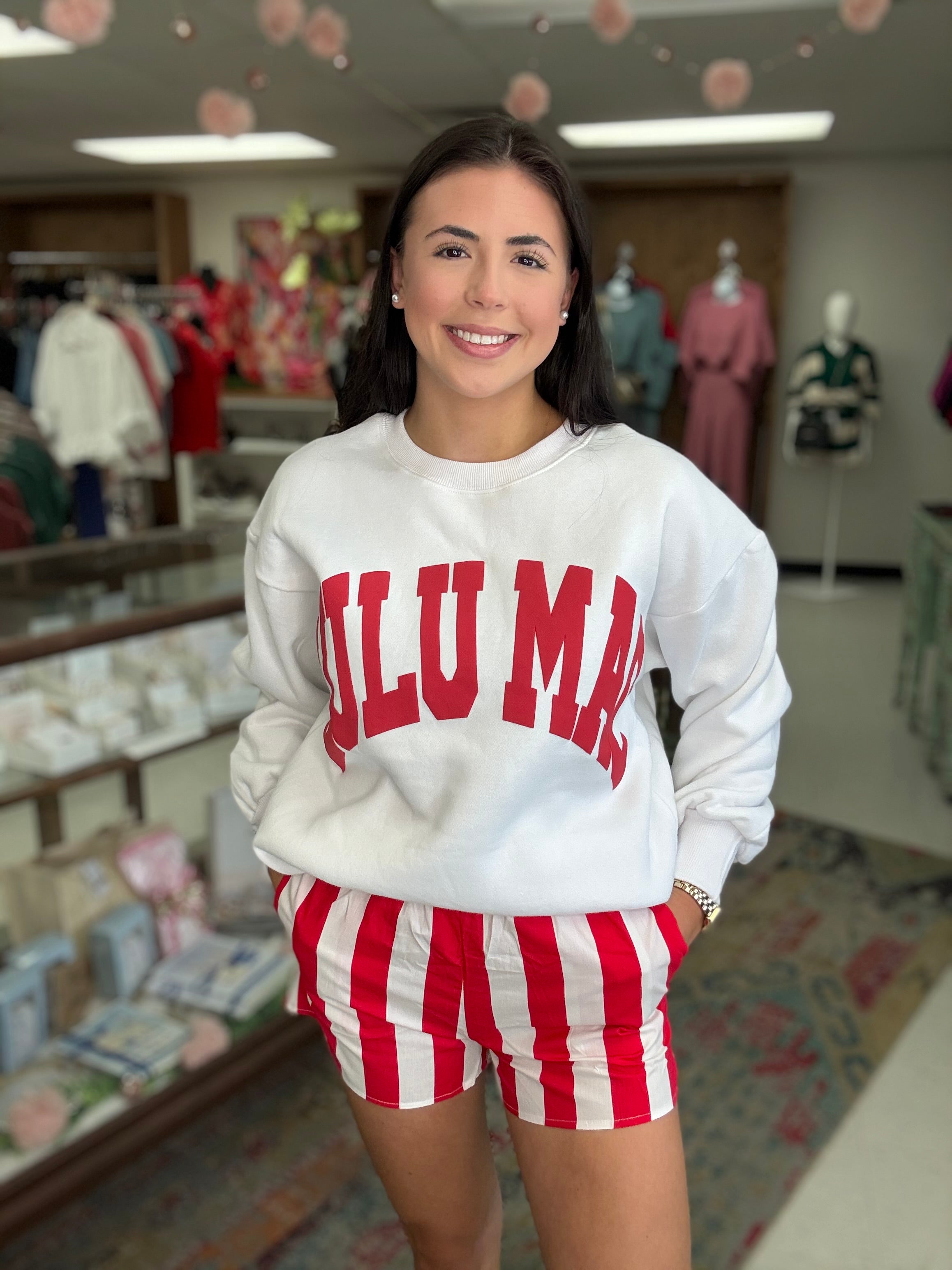 Lulu Mac White/Red Puff Sweatshirt