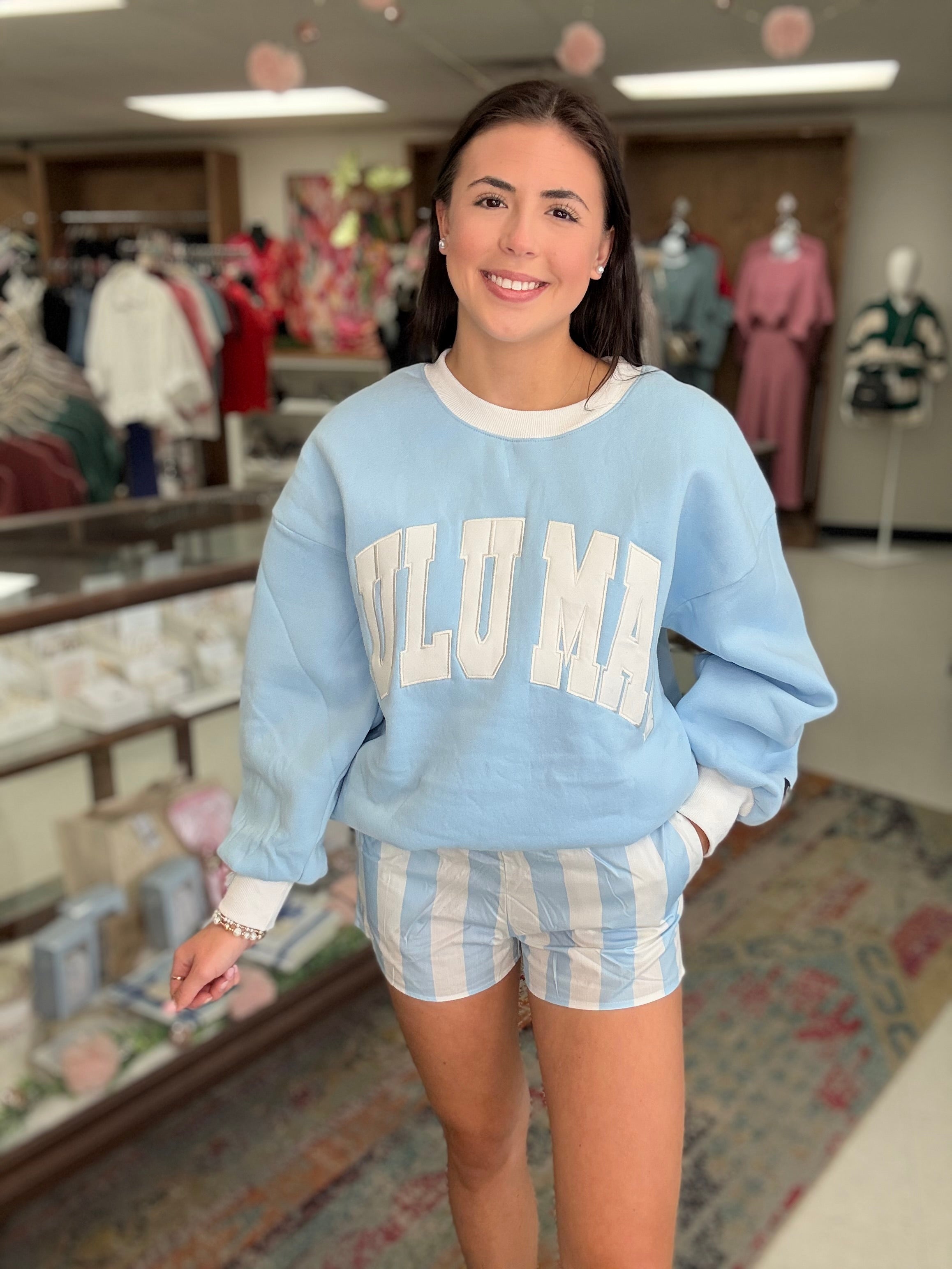 Lulu Mac Color Block Light Blue/White Sweatshirt