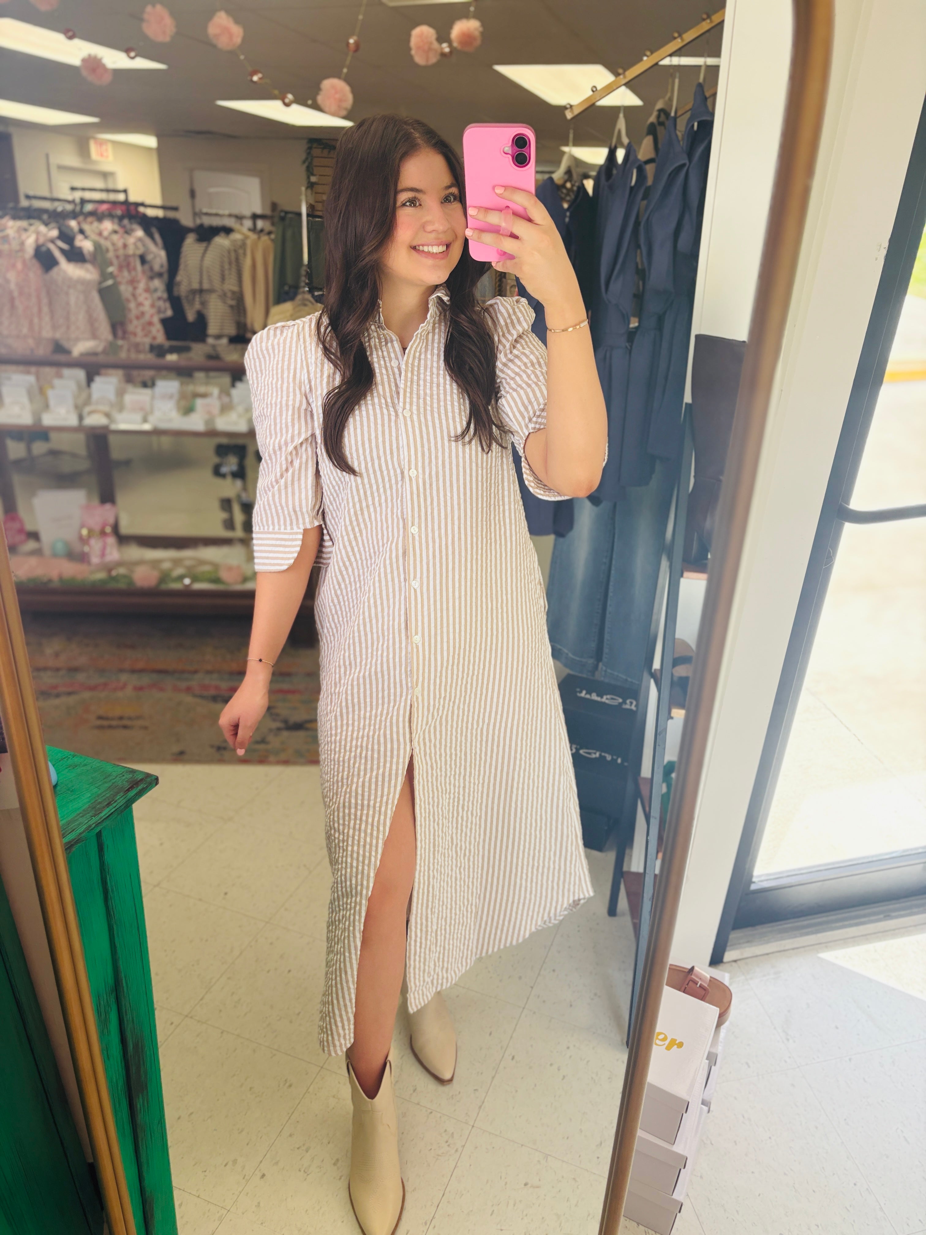 Sunday Stroll Striped Midi Dress