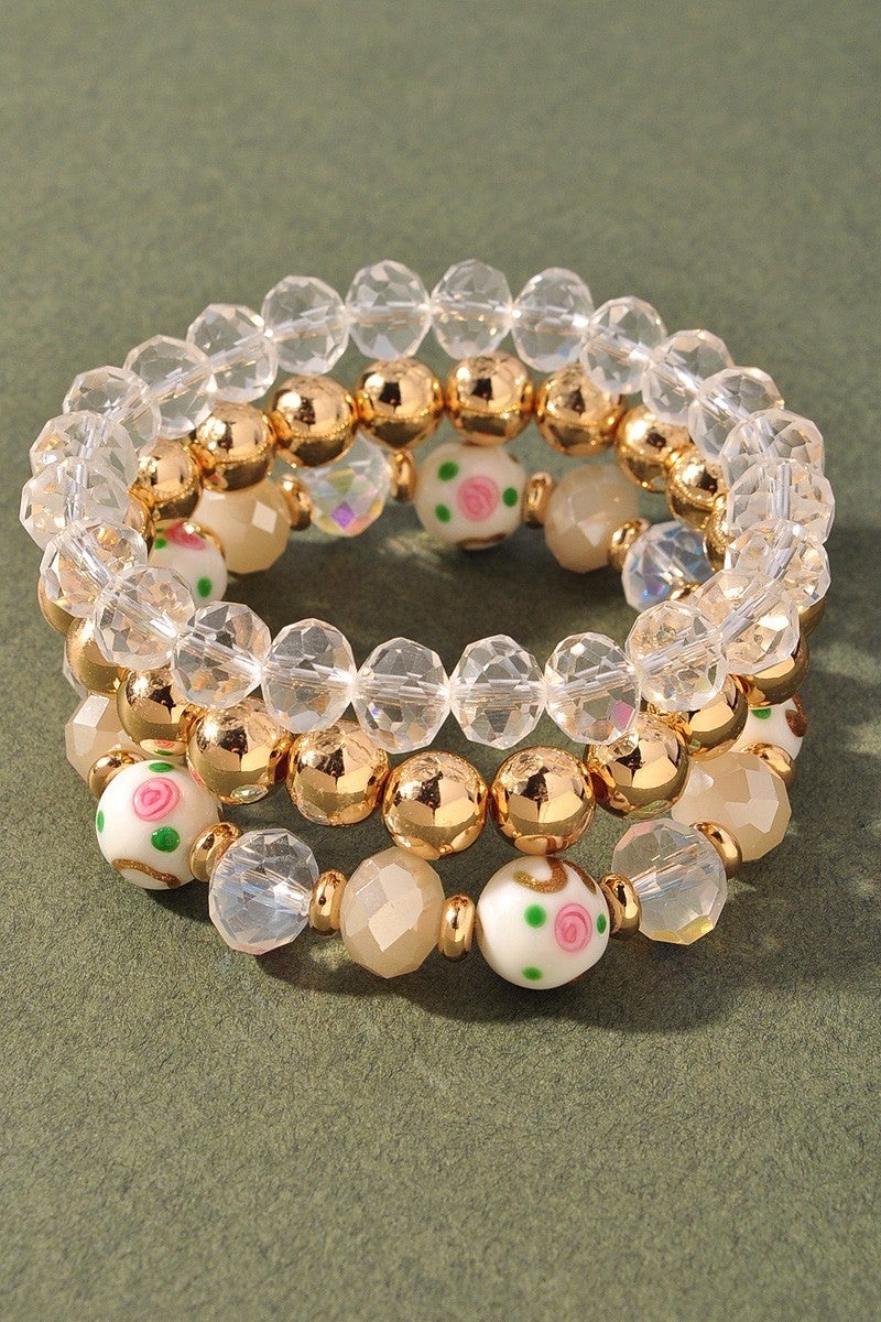 Floral Beaded Bracelet Set