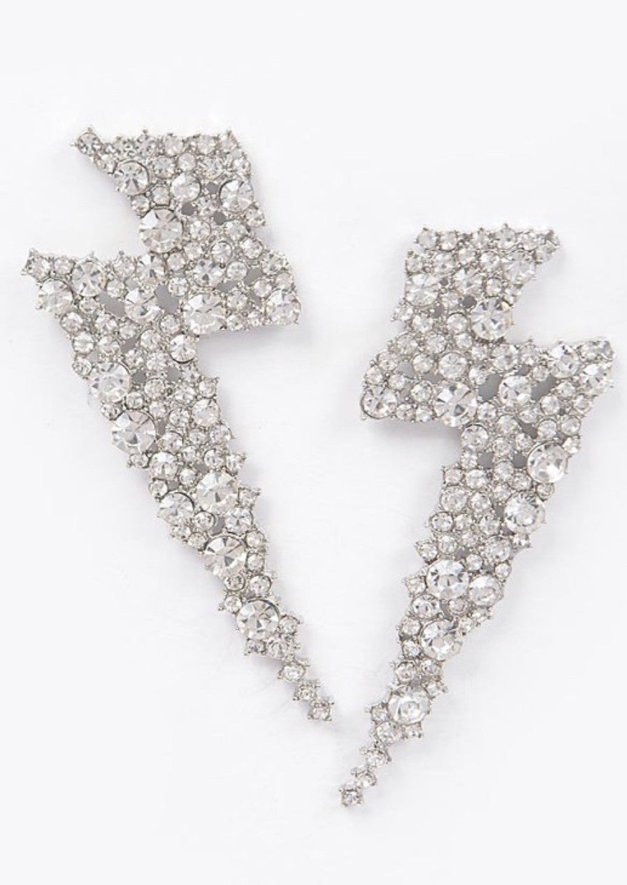 Thunder Bolt Rhinestone Earrings
