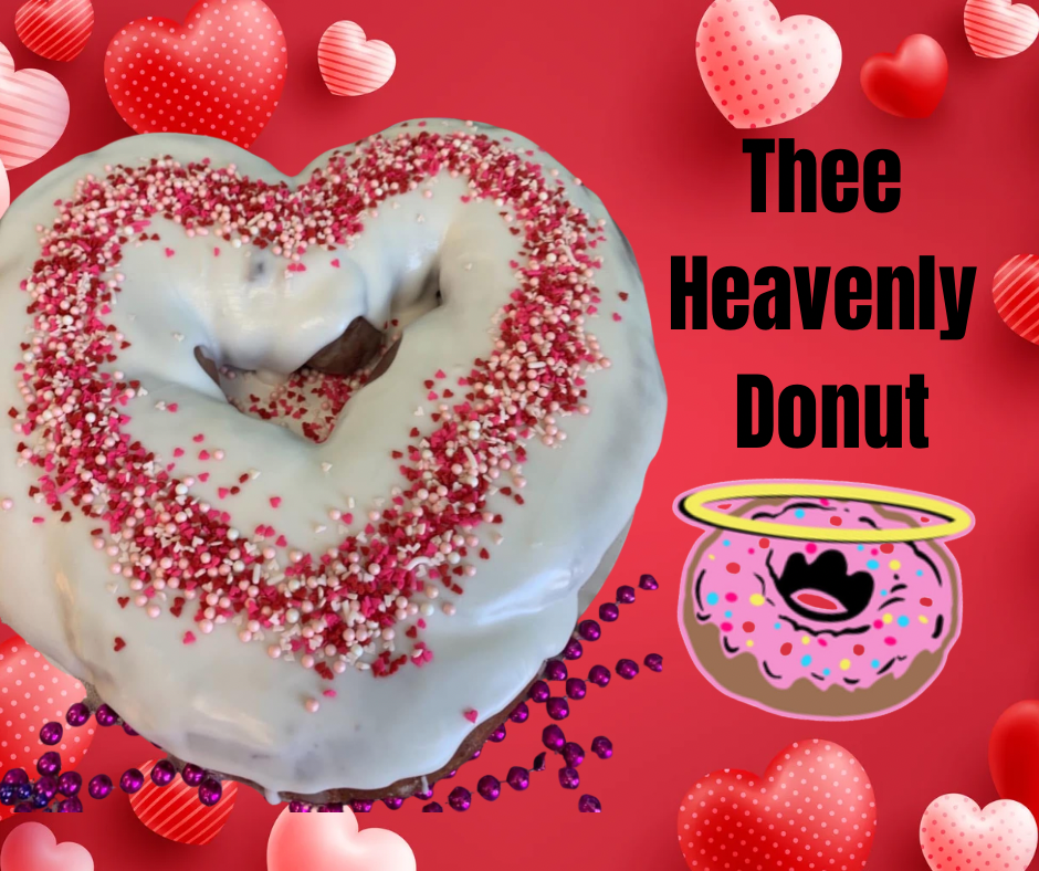Thee Heavenly Donut Valentine's King Cake