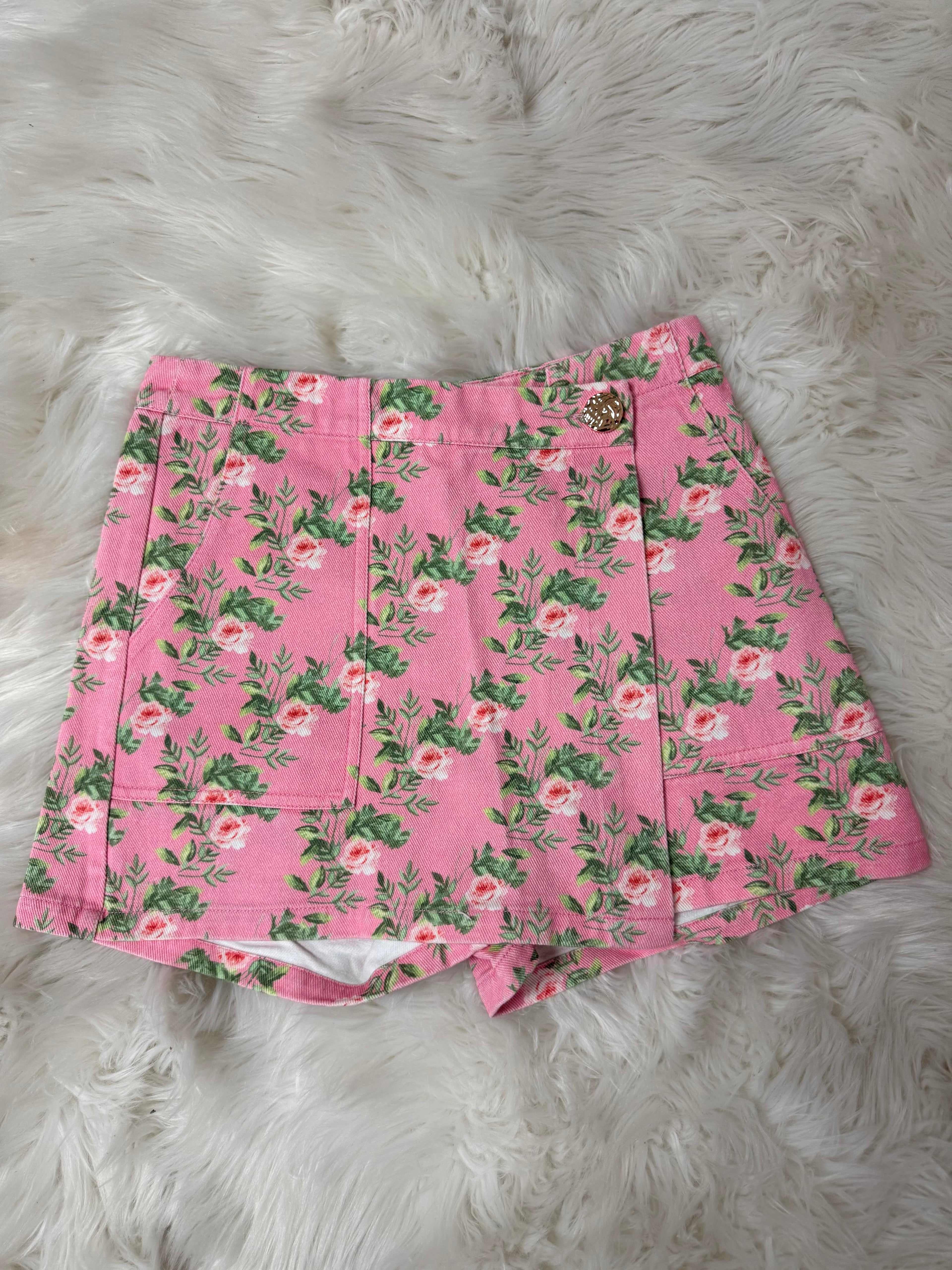 The Pink Petals Denim Skort
