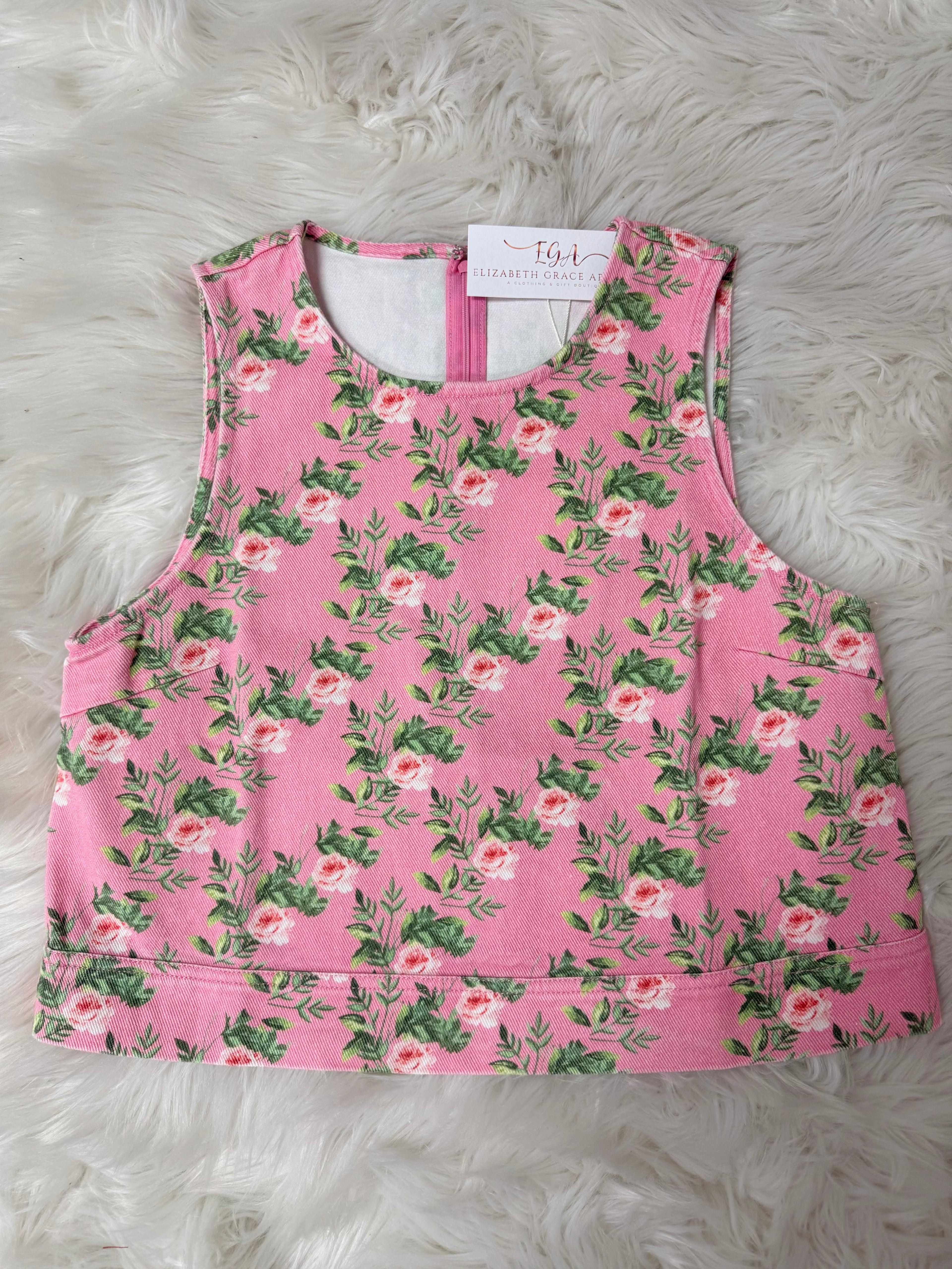 The Pink Petals Denim Top