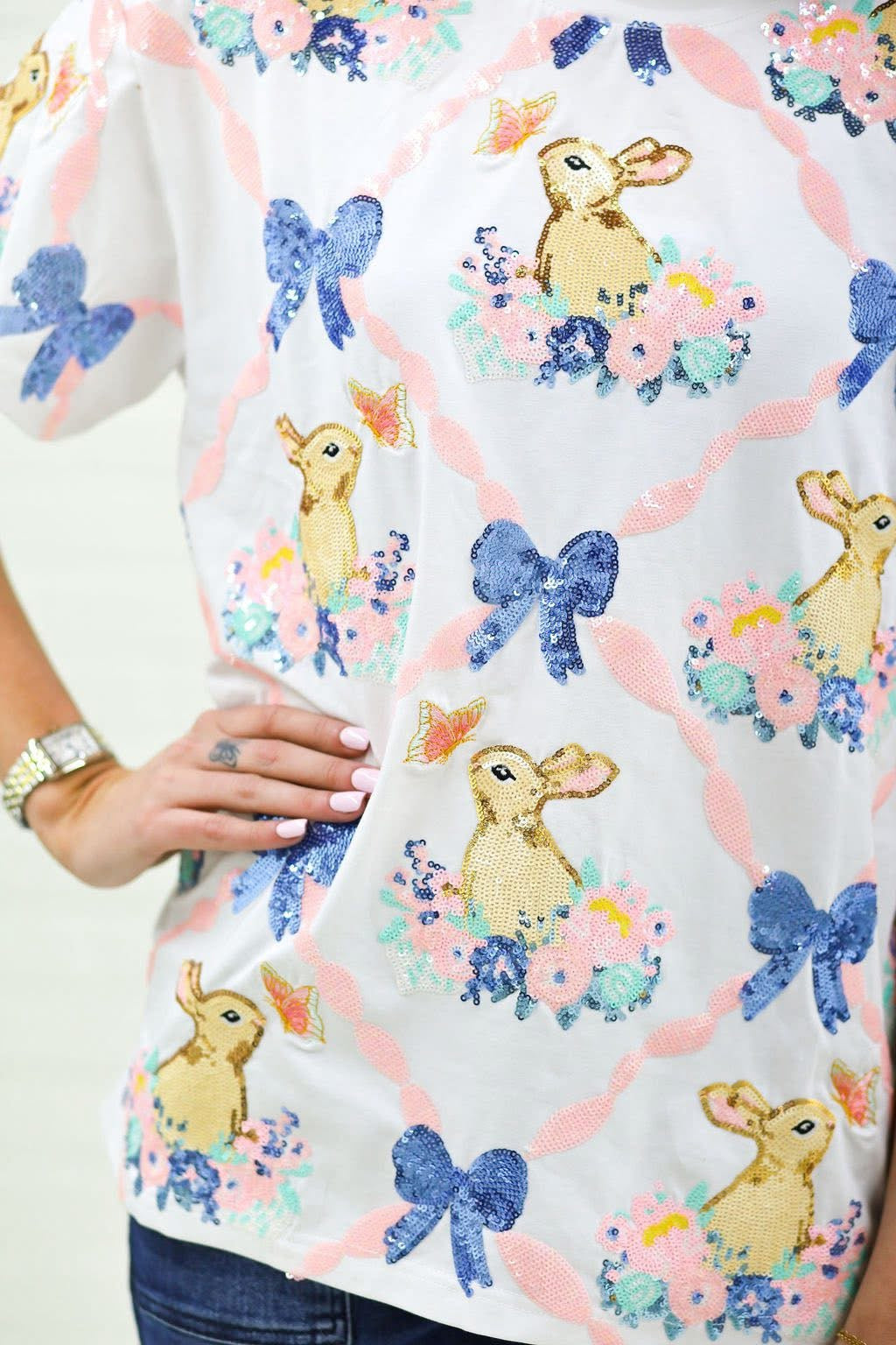 Hop Into Spring Sequin Top