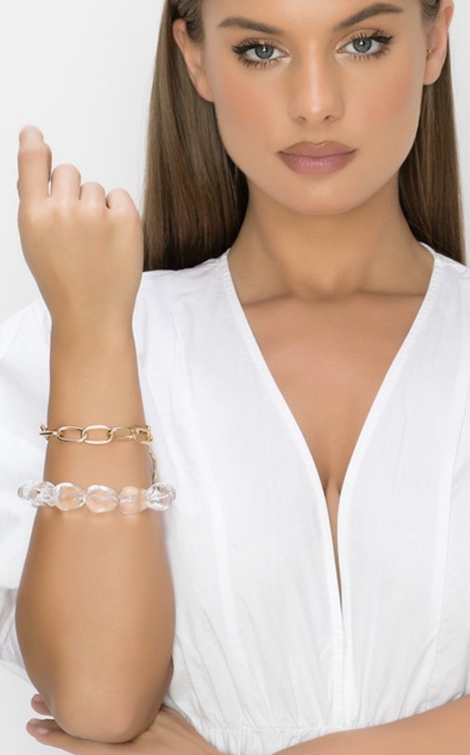 Dreamy Clear Acrylic and Chain Bracelet Set *Final Sale*