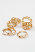 Gold Curb Chain Ring 7 Pcs Set *Final Sale*