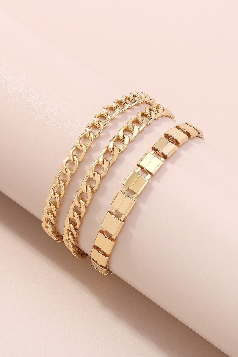 Charm Thick Link w/ Squared Chain Bracelet *Final Sale*