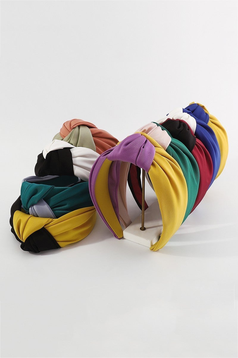 Duo Color Silk Satins Top Knotted Headband