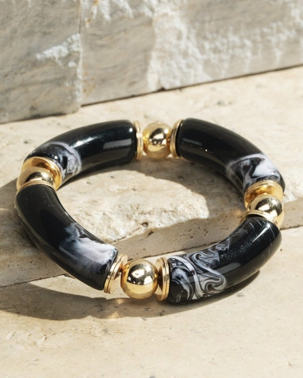 Dazzling Acrylic Metal Bead Bracelet